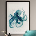 Teal Octopus X-Ray Art Print - Coastal Wall Decor