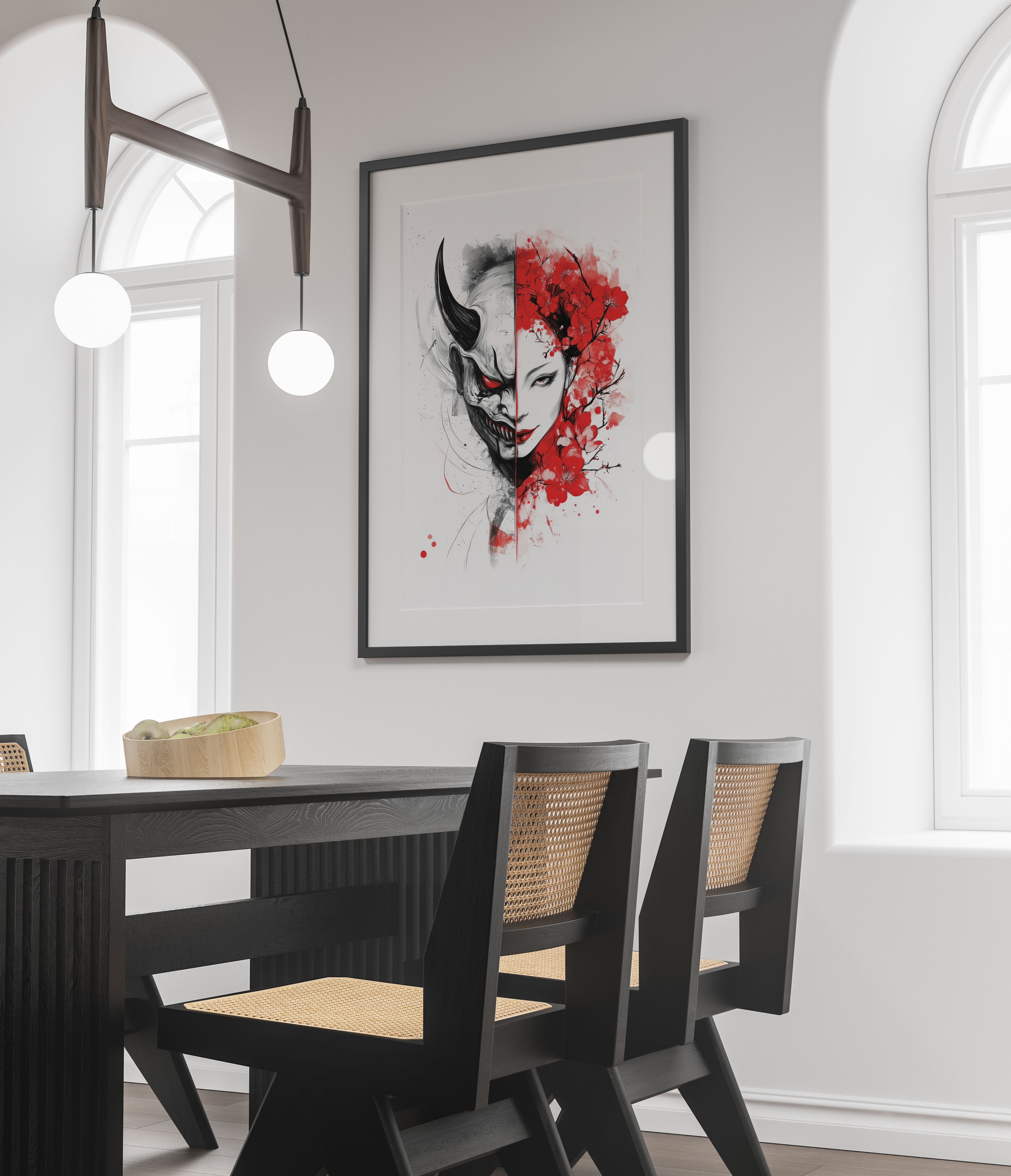 Oni Demon Geisha Art Print - Japanese Folklore