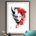 Oni Demon Geisha Art Print - Japanese Folklore