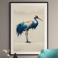 Blue Crane Art Print - Japanese Inspired Bird Wall Art