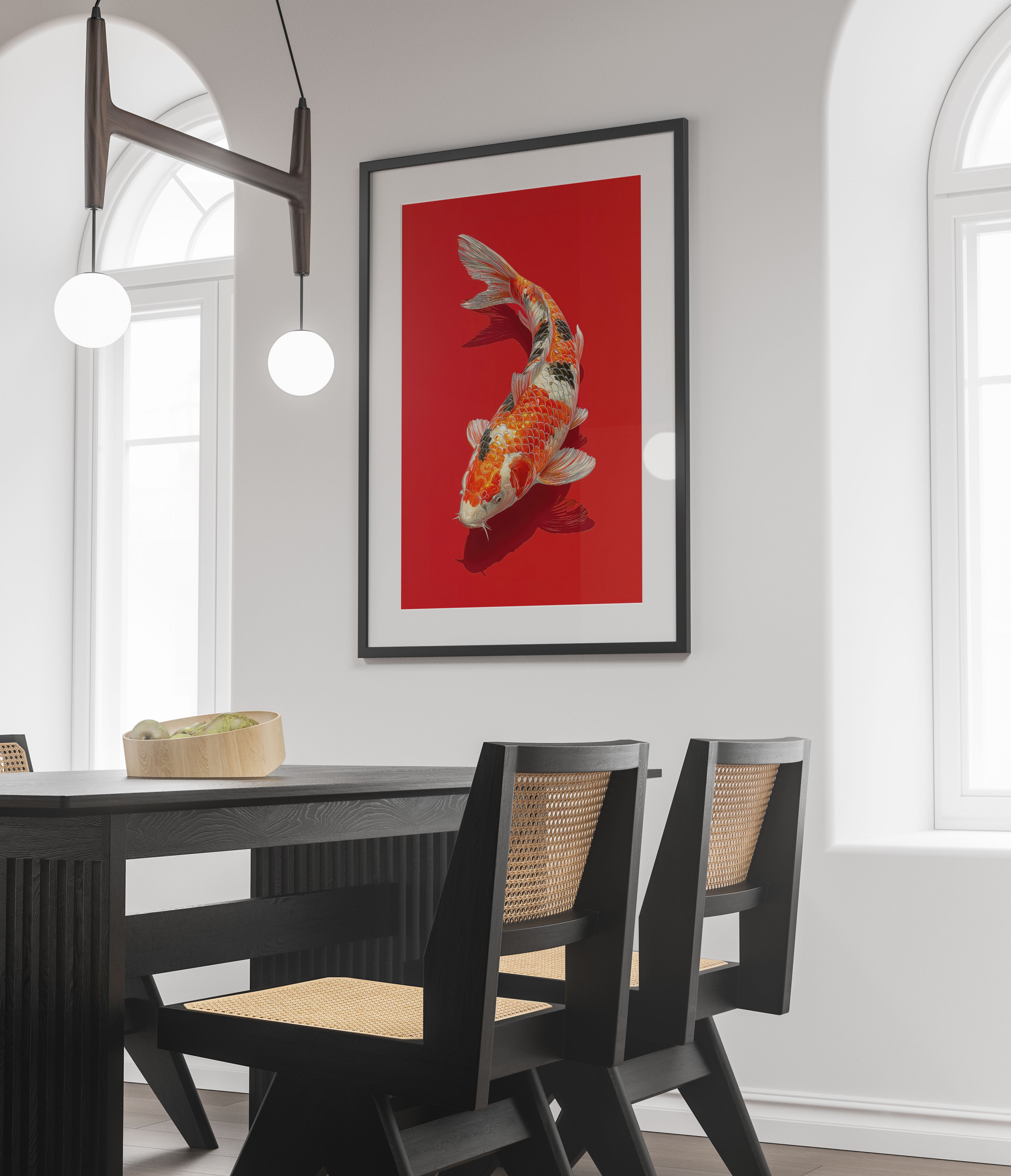 Koi Fish Art Print - Red Japanese Inspired Wall Art