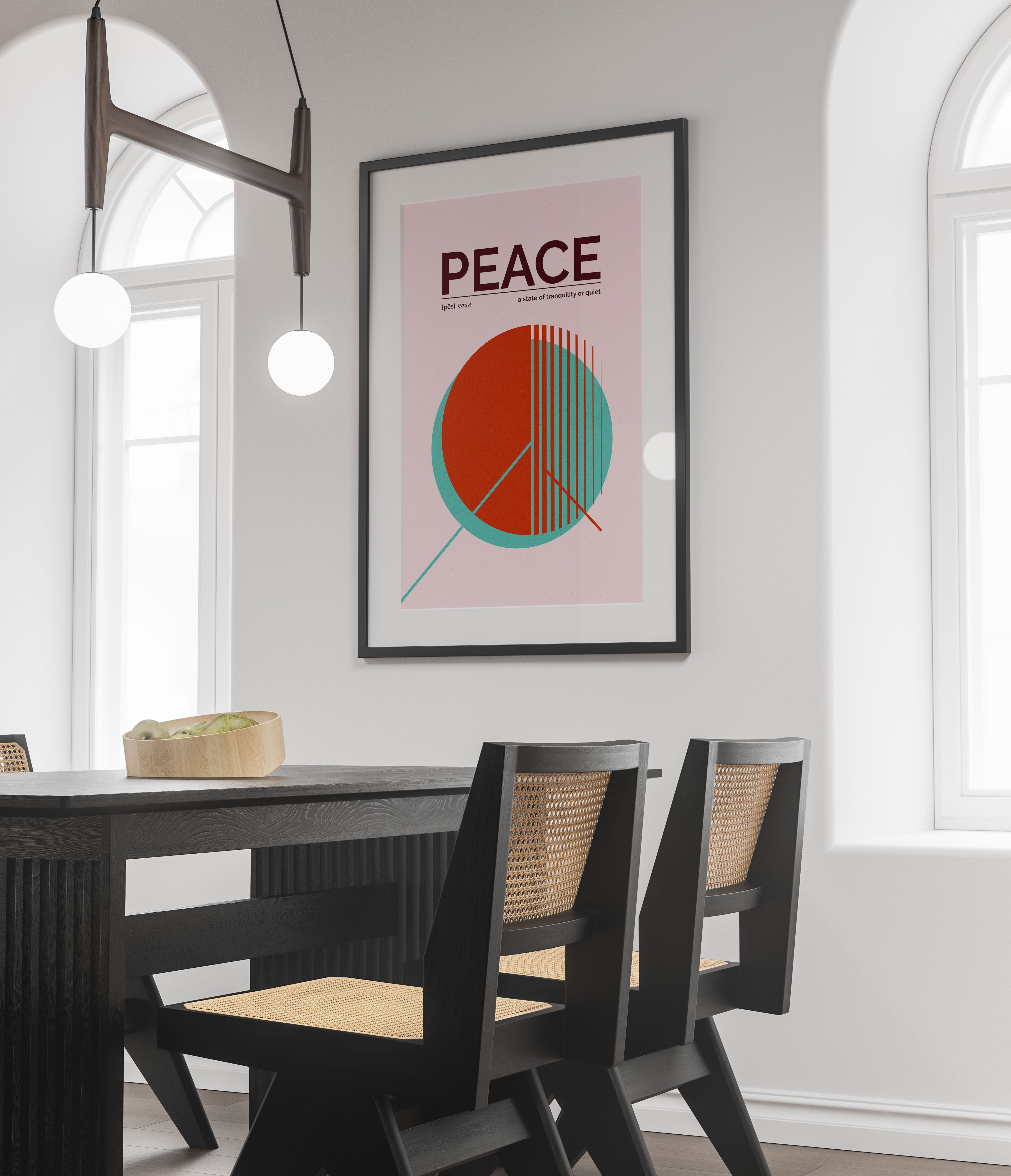 Peace Art Print – Minimalist Geometric Design – Modern Retro Wall Art