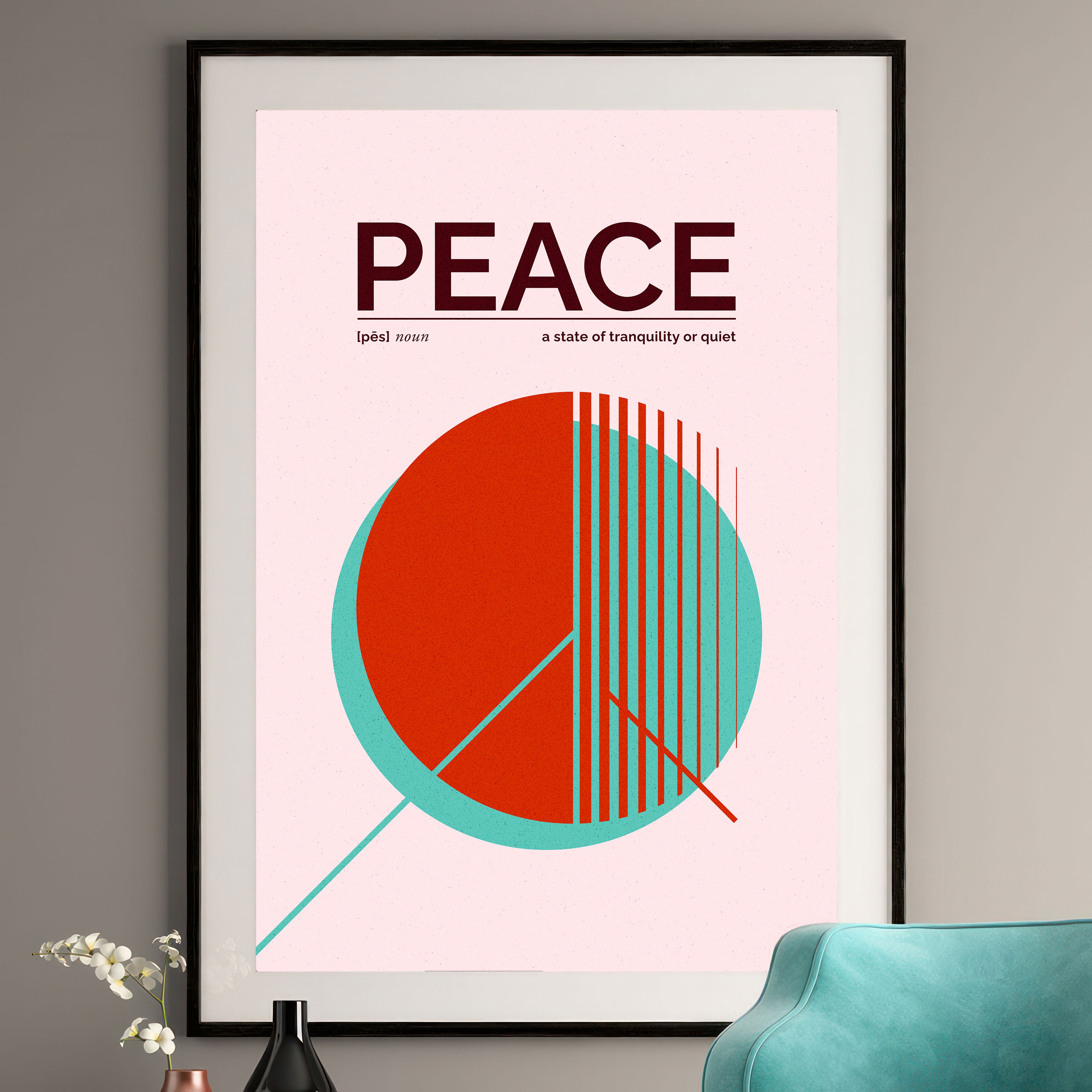 Peace Art Print – Minimalist Geometric Design – Modern Retro Wall Art
