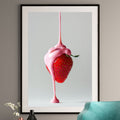 Pink Strawberry Art Print - Minimalist Kitchen Wall Art