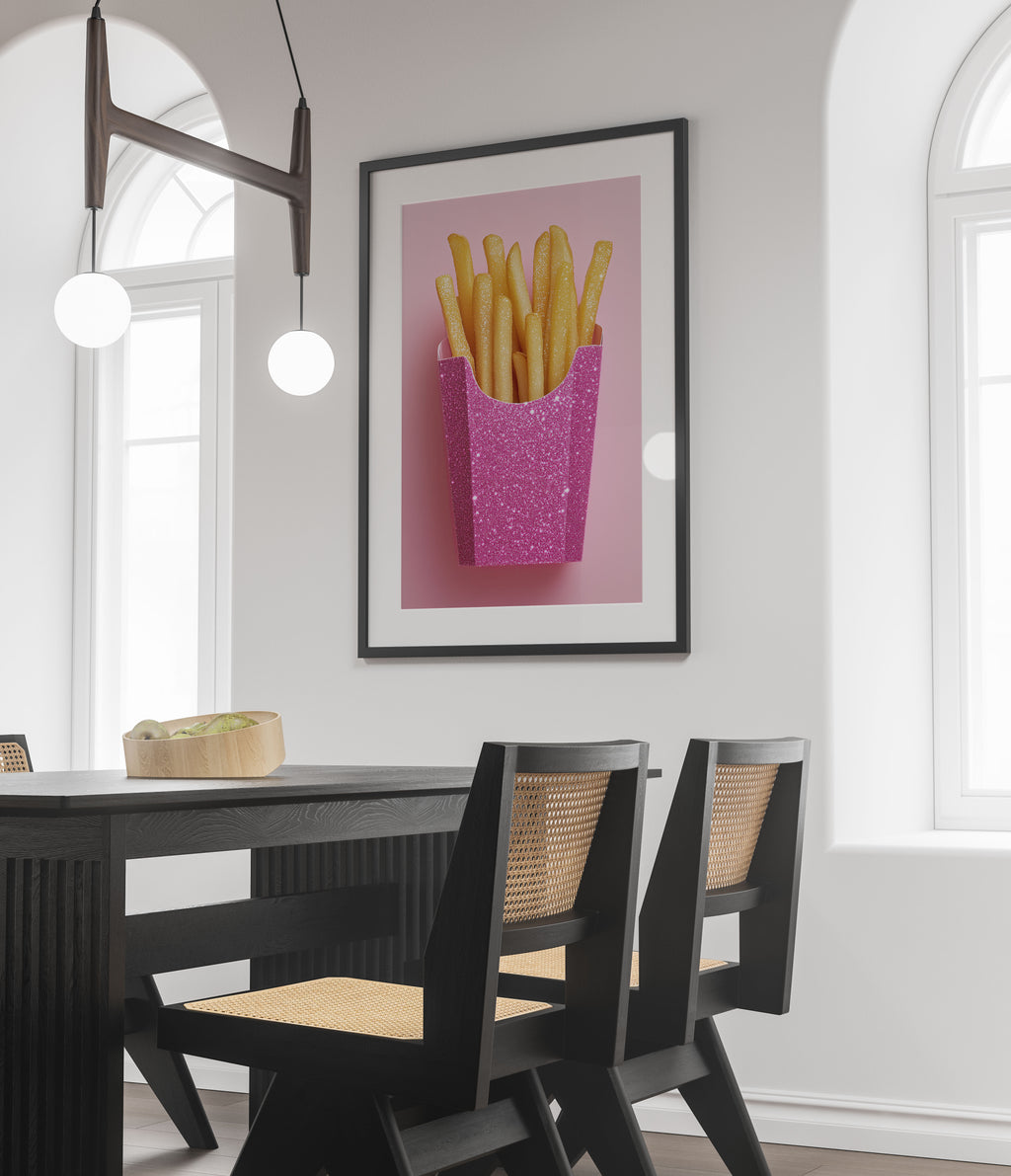 Pink French Fry Print - Glitter Pop Art Decor