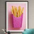 Pink French Fry Print - Glitter Pop Art Decor