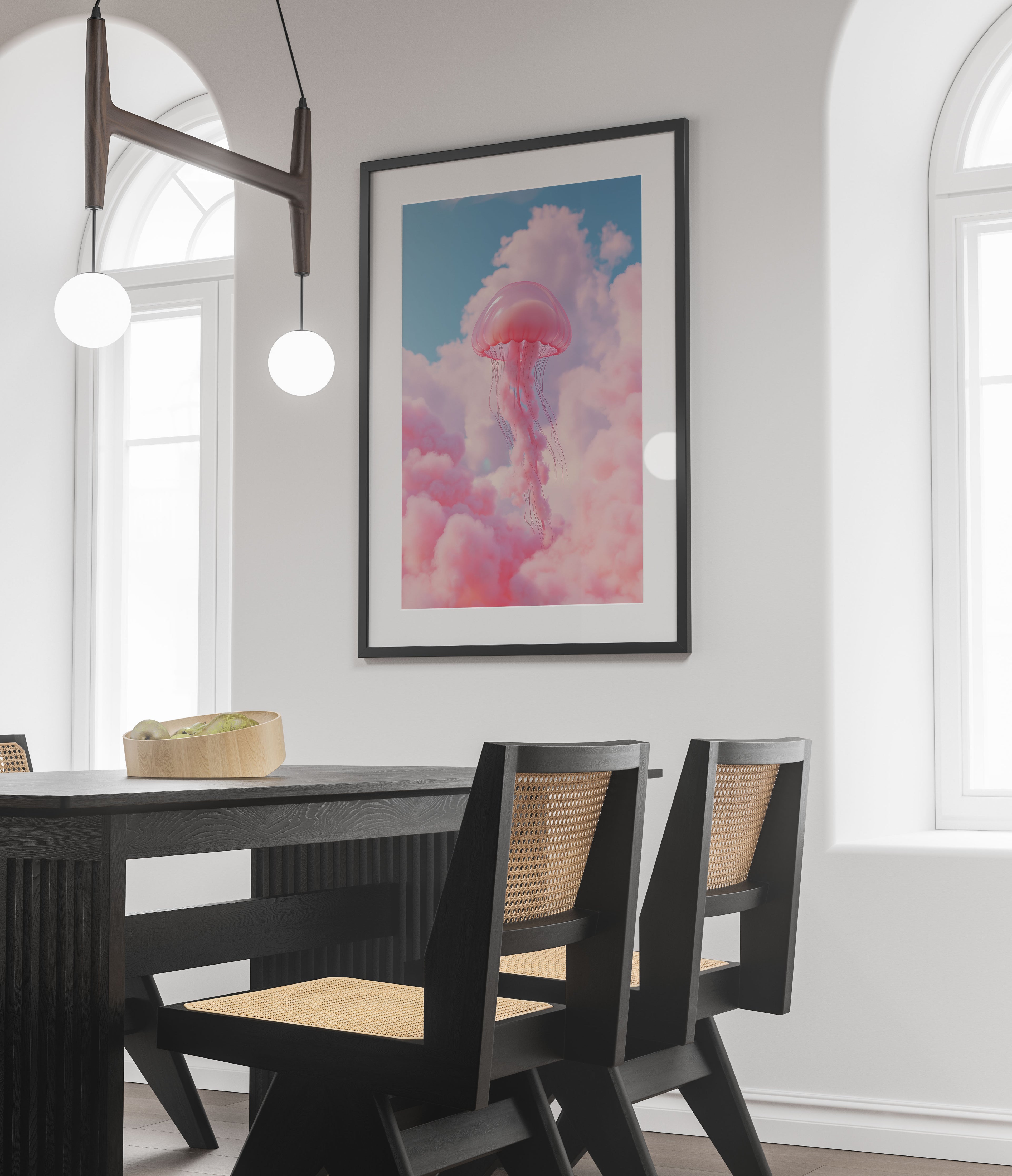 Pink Jellyfish Art Print - Surreal Cloud Wall Art