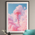 Pink Jellyfish Art Print - Surreal Cloud Wall Art