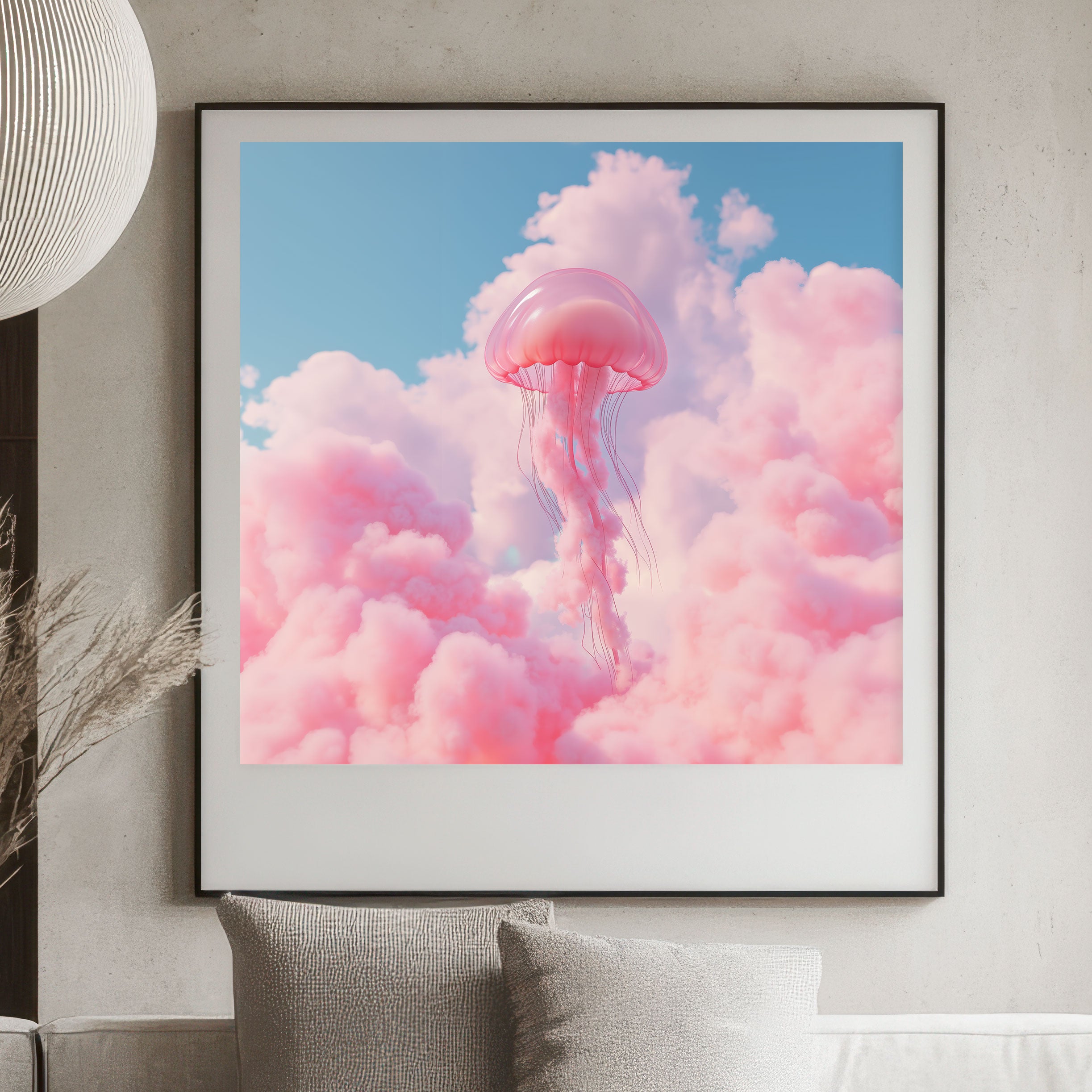Pink Jellyfish Art Print - Surreal Cloud Wall Art