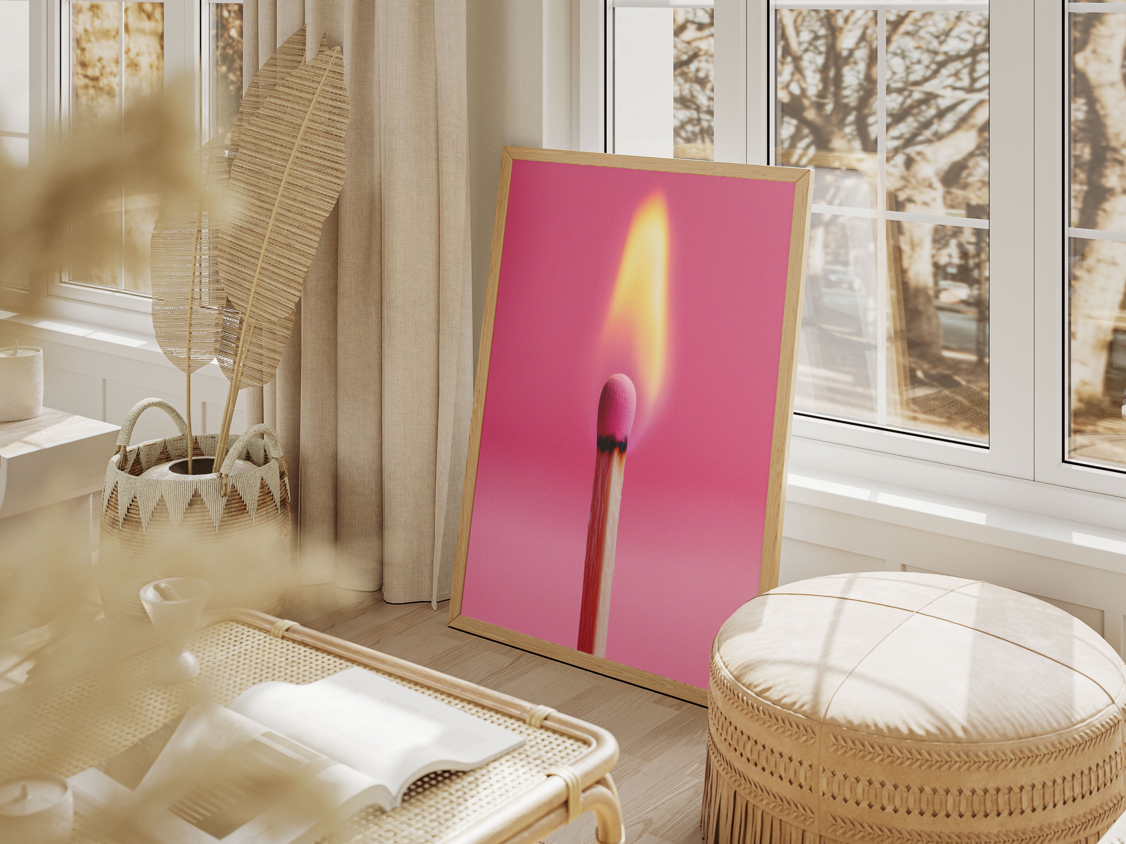 Pink Matchstick Print - Modern Pop Art Decor