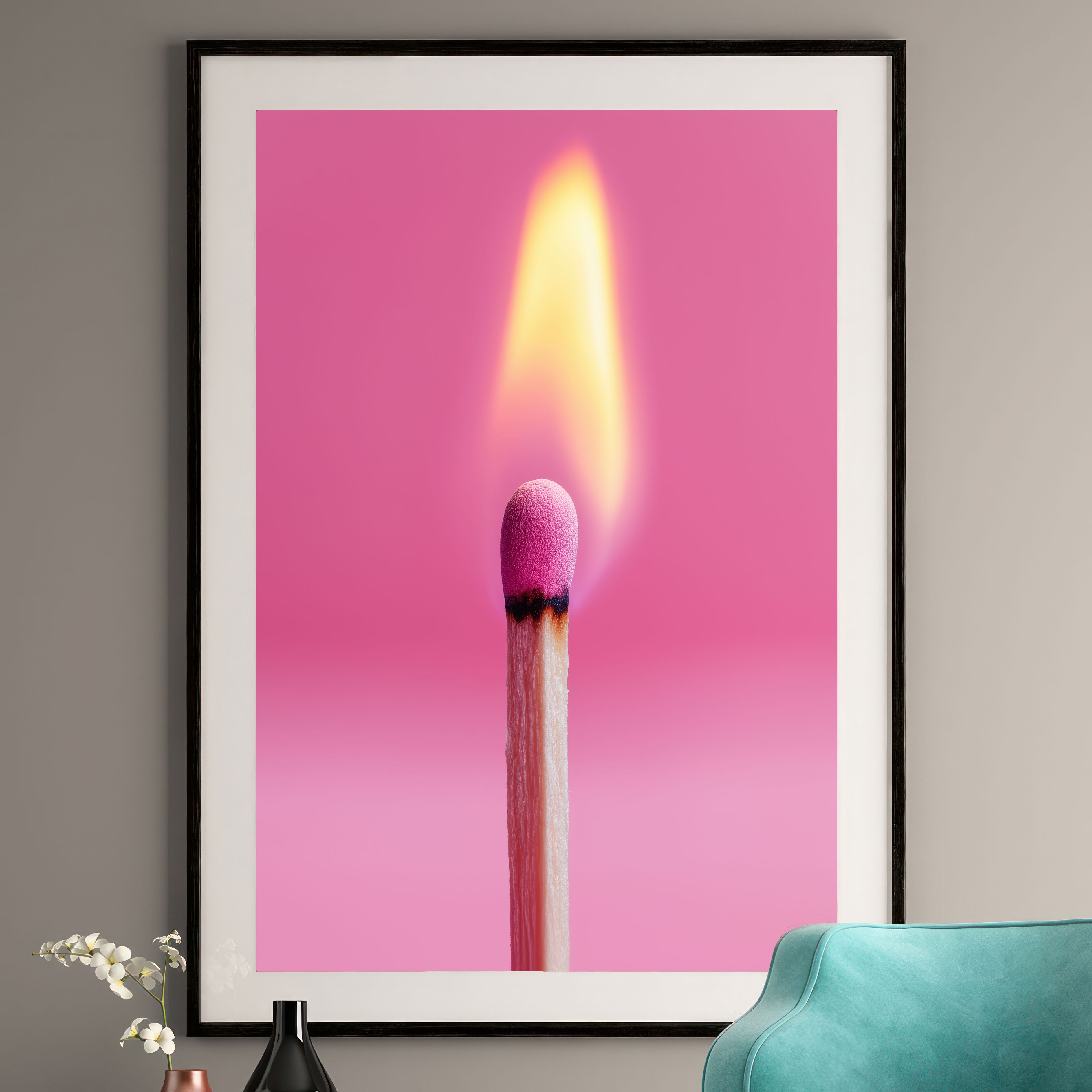 Pink Matchstick Print - Modern Pop Art Decor