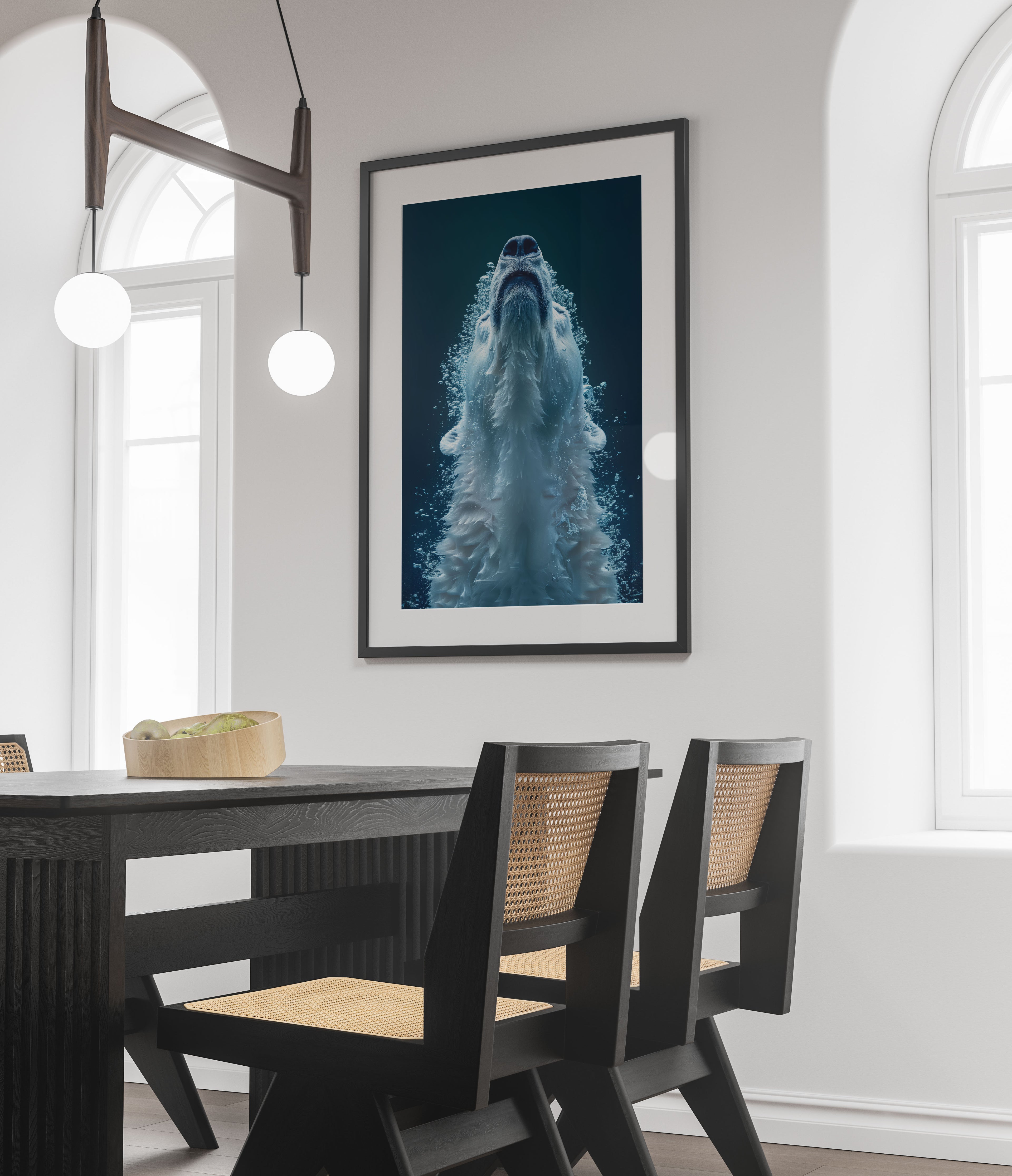Serene Ascent Polar Bear Art Print - Underwater Wildlife Decor