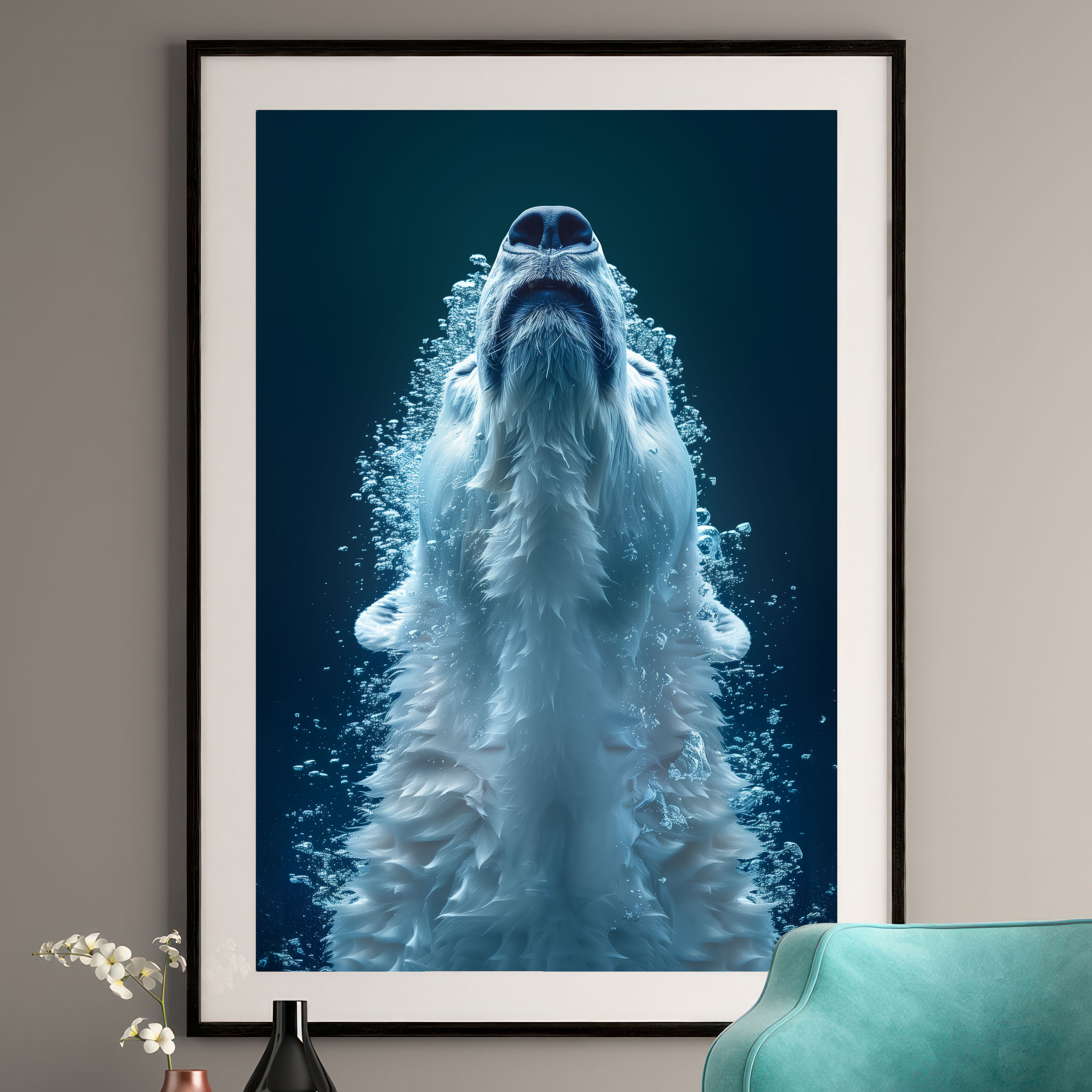 Serene Ascent Polar Bear Art Print - Underwater Wildlife Decor