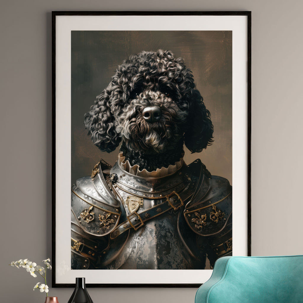 Majestic Poodle Knight Art Print - Whimsical Dog Wall Decor