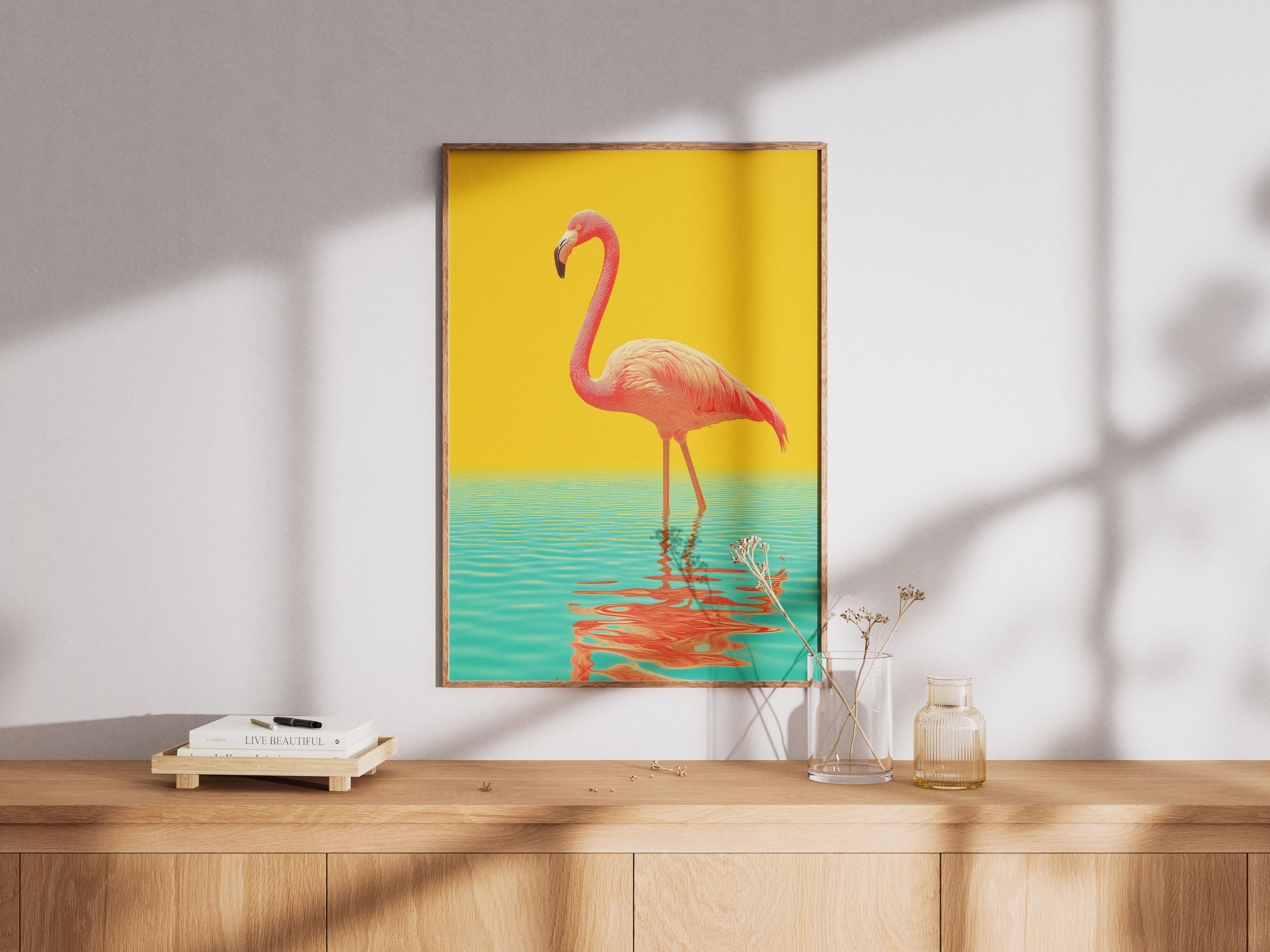 Pink Flamingo Art Print - Modern Pop Art Wall Decor