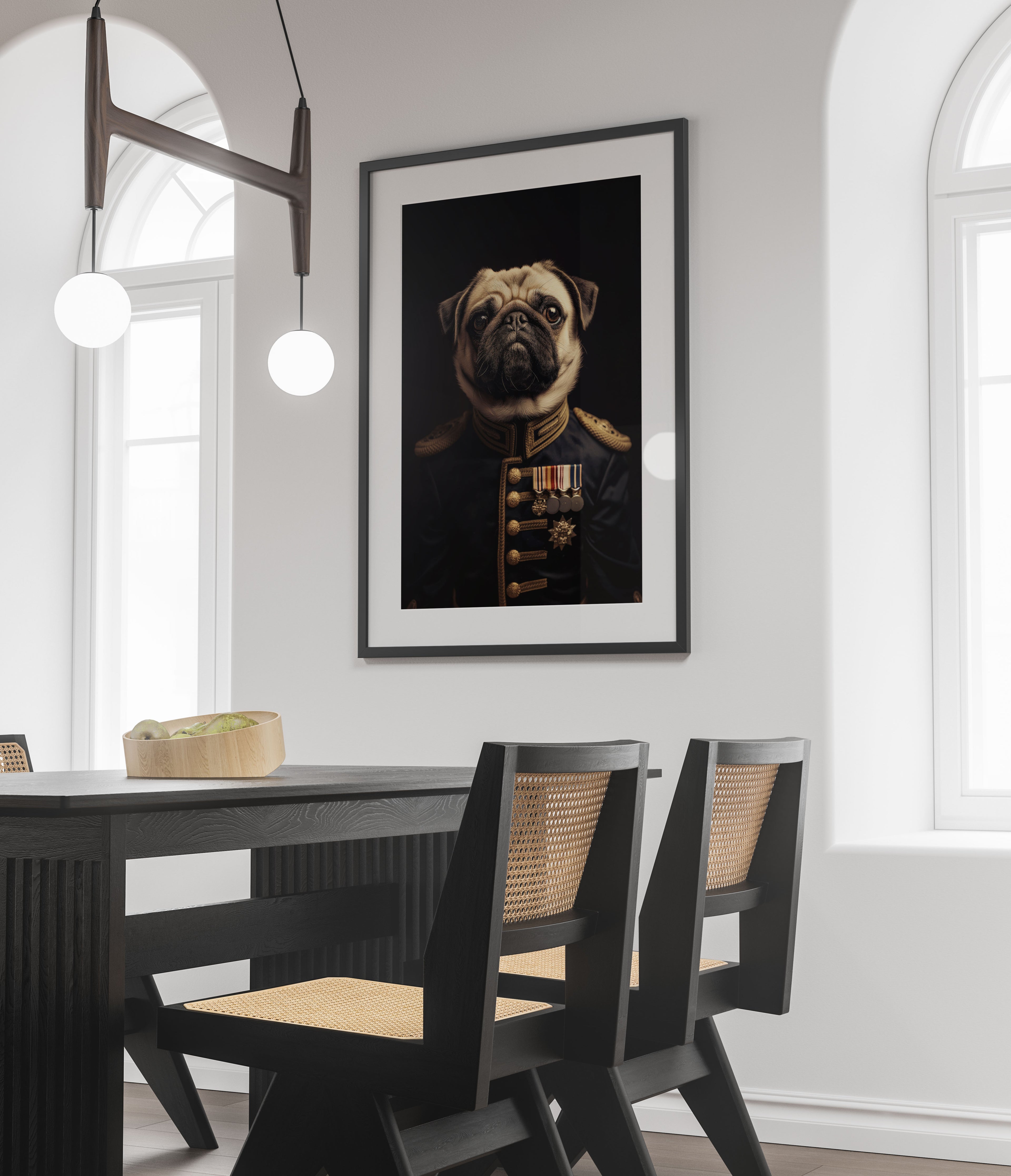 Pug in Military Uniform Art Print - Funny Dog Wall Art
