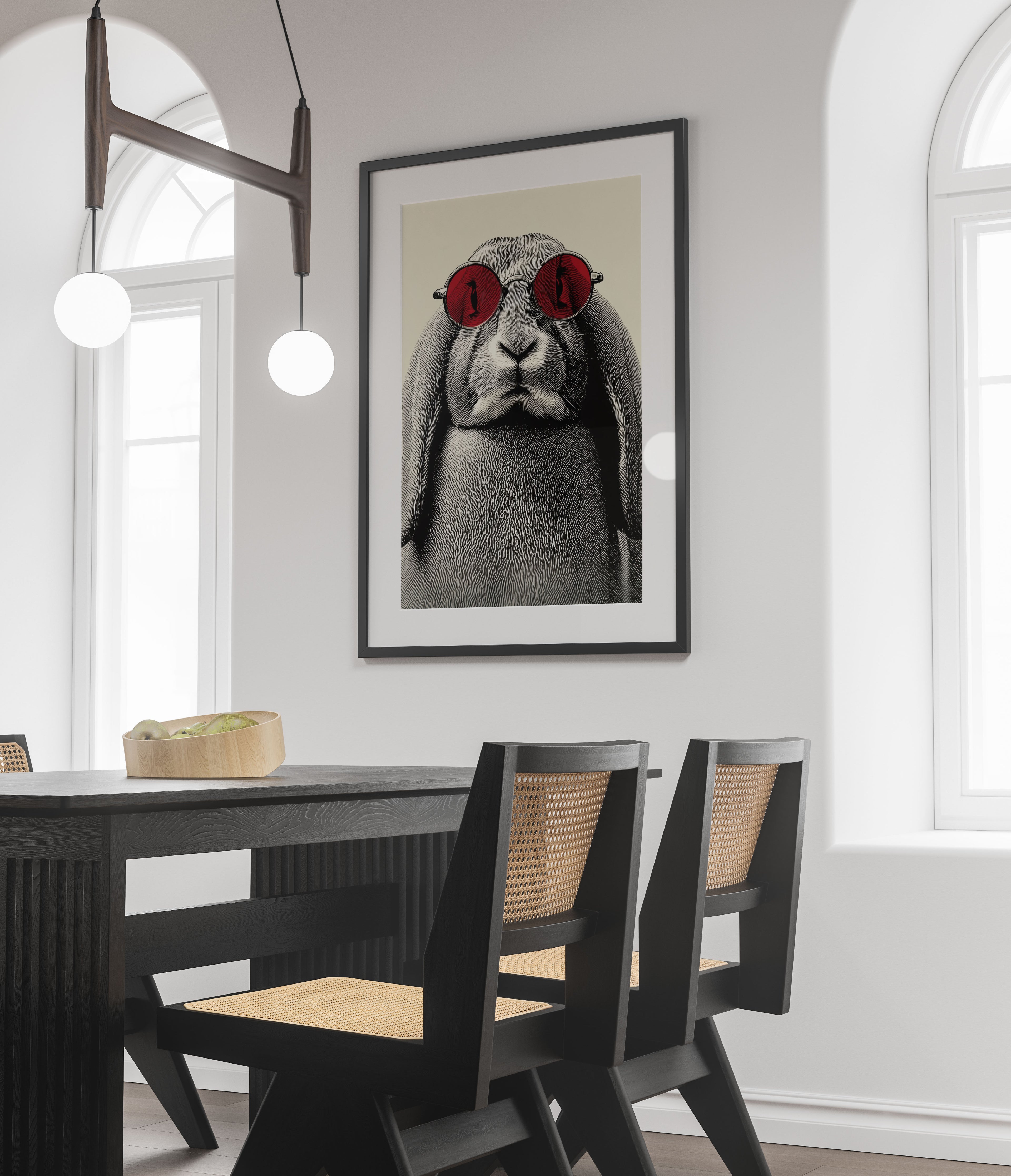 Lop Eared Rabbit Art Print - Cool Bunny with Red Sunglasses