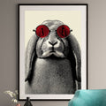 Lop Eared Rabbit Art Print - Cool Bunny with Red Sunglasses