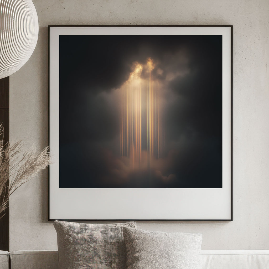 Ethereal Light Rays Print - Moody Celestial Wall Art