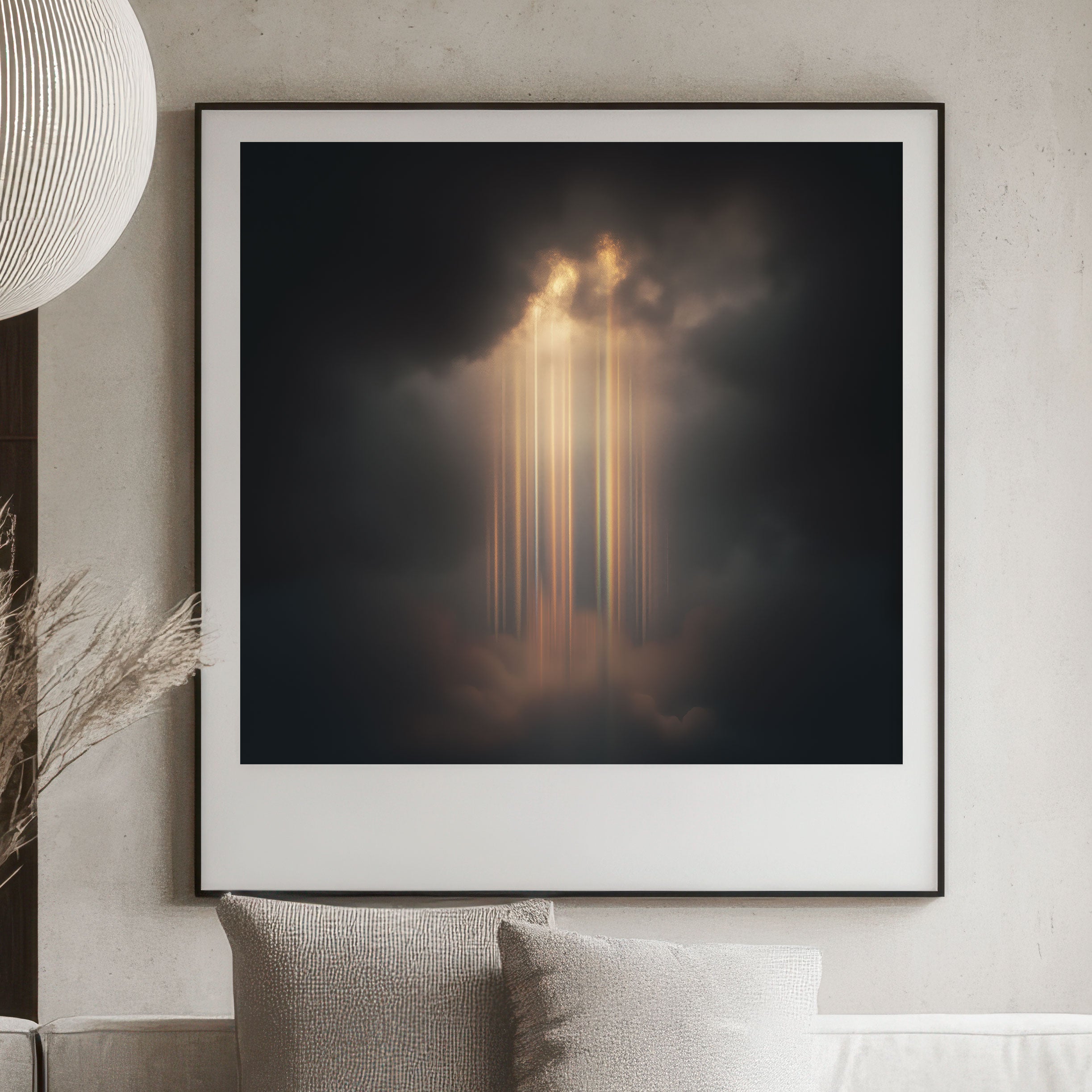 Ethereal Light Rays Print - Moody Celestial Wall Art