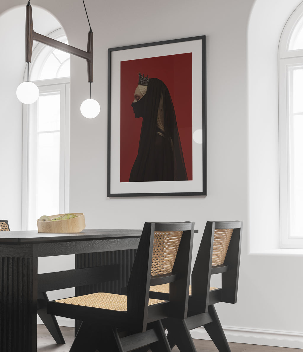 Gothic Queen Art Print - Dark Regal Portrait