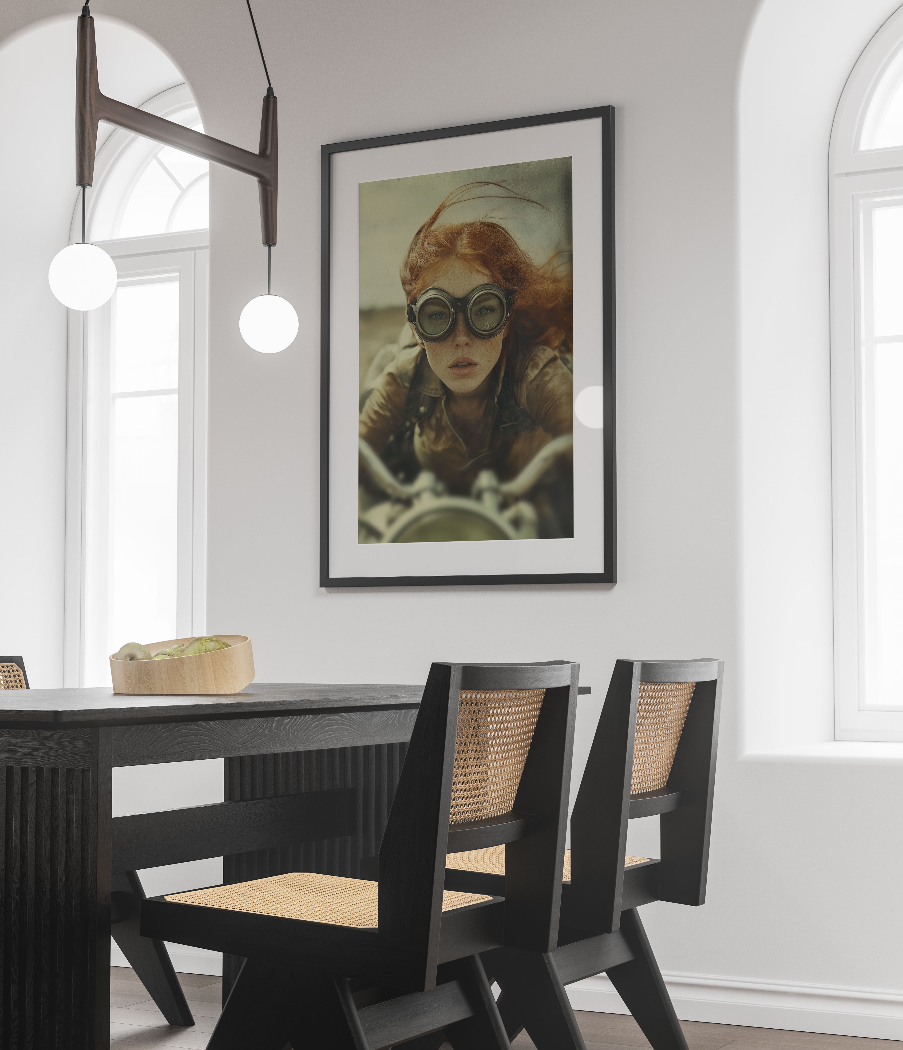 Steampunk Motorcycle Art Print - Vintage Rider Portrait