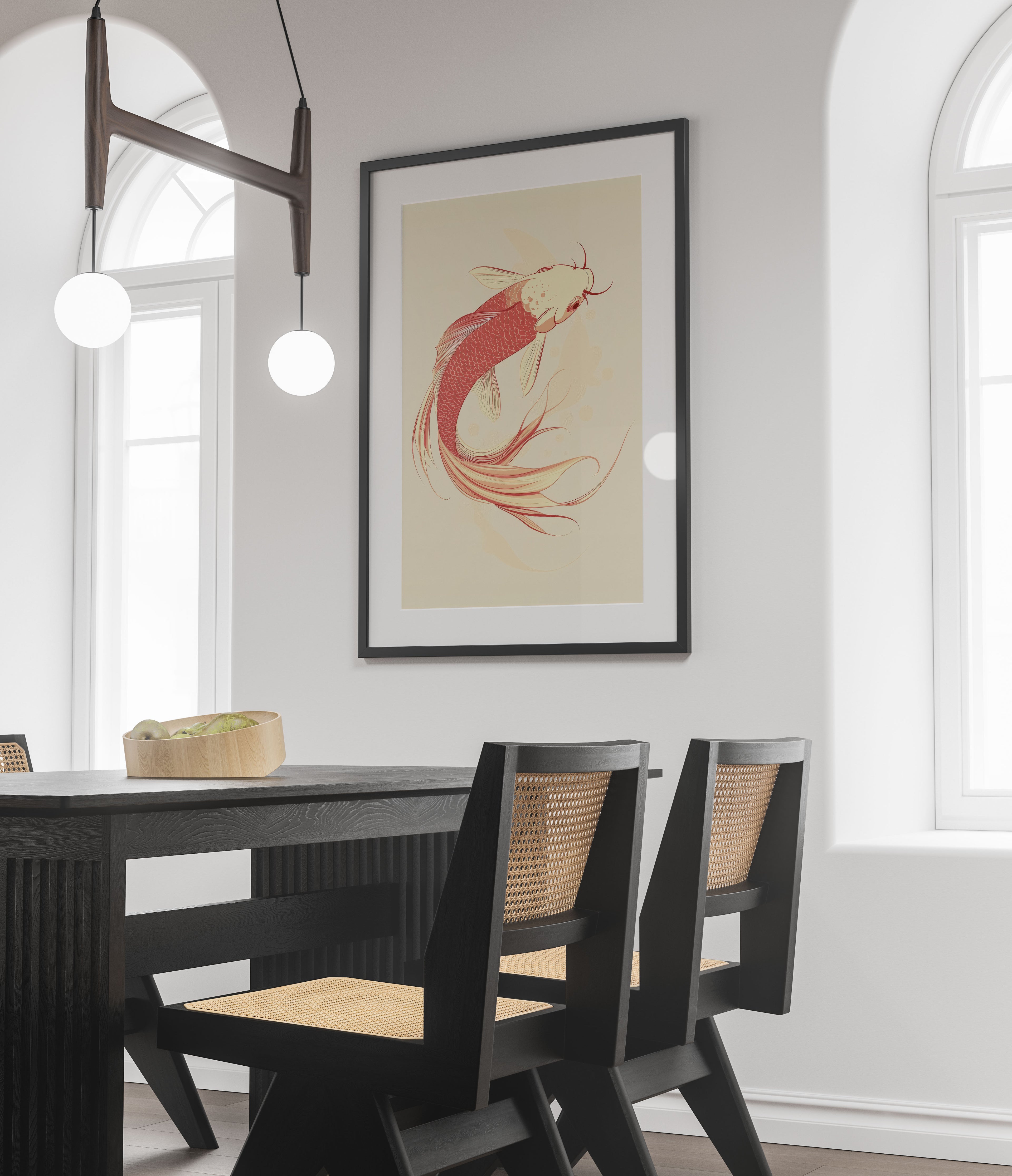 Koi Fish Art Print – Japanese Inspired Wall Art – Golden Koi Zen Decor