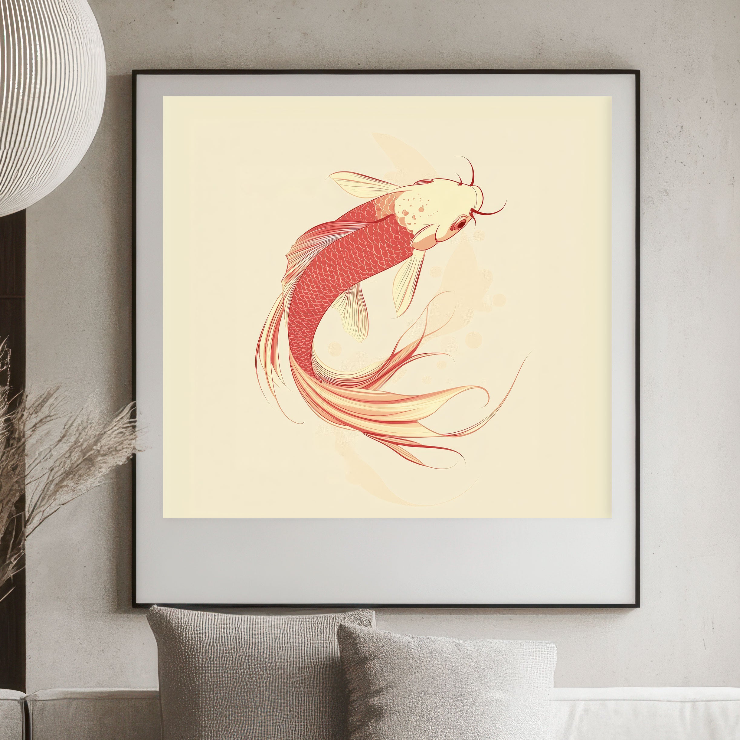 Koi Fish Art Print – Japanese Inspired Wall Art – Golden Koi Zen Decor