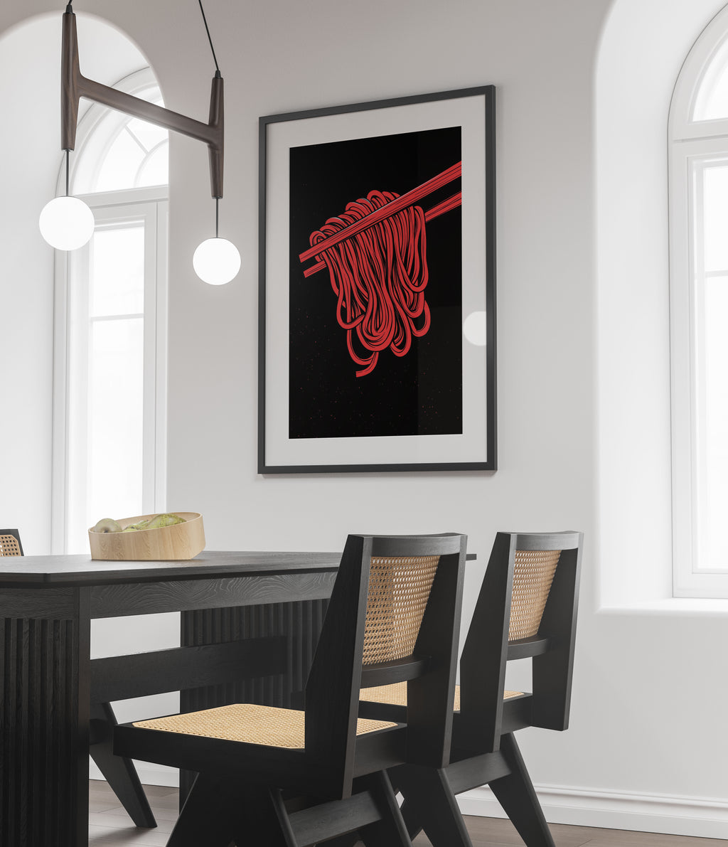 Red Ramen Art Print - Modern Minimalist Kitchen Decor