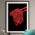 Red Ramen Art Print - Modern Minimalist Kitchen Decor