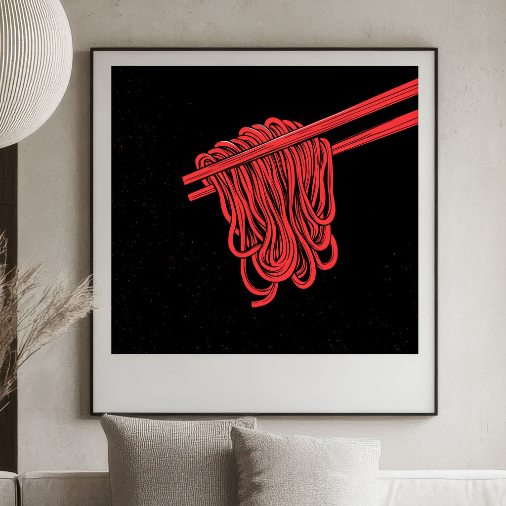 Red Ramen Art Print - Modern Minimalist Kitchen Decor
