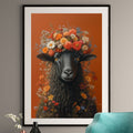 Black Sheep Print - Floral Crown Wall Art