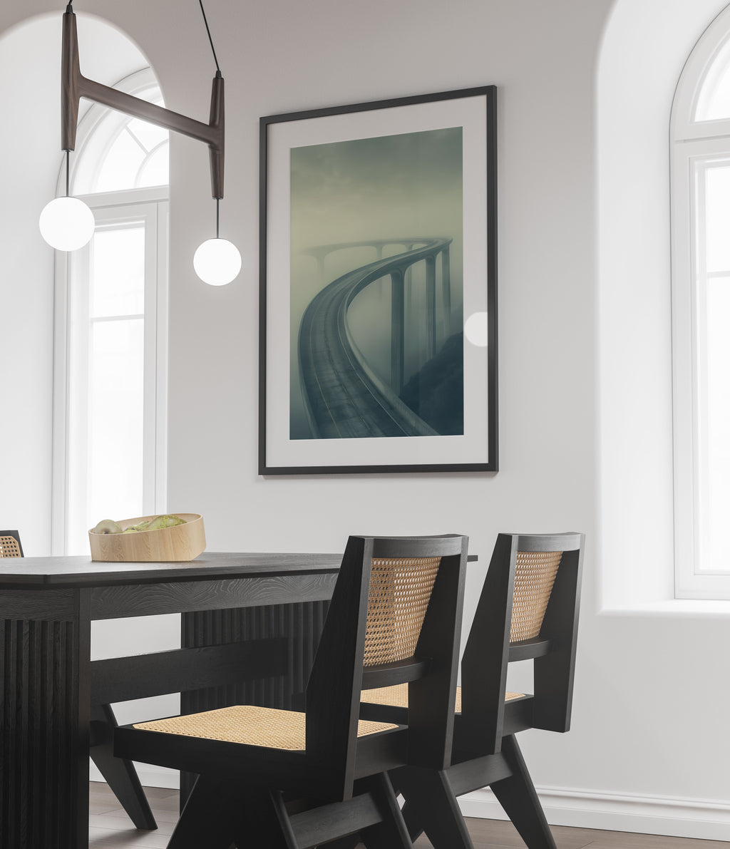 Ethereal Highway Art Print | Foggy Bridge | Modern Wall Art
