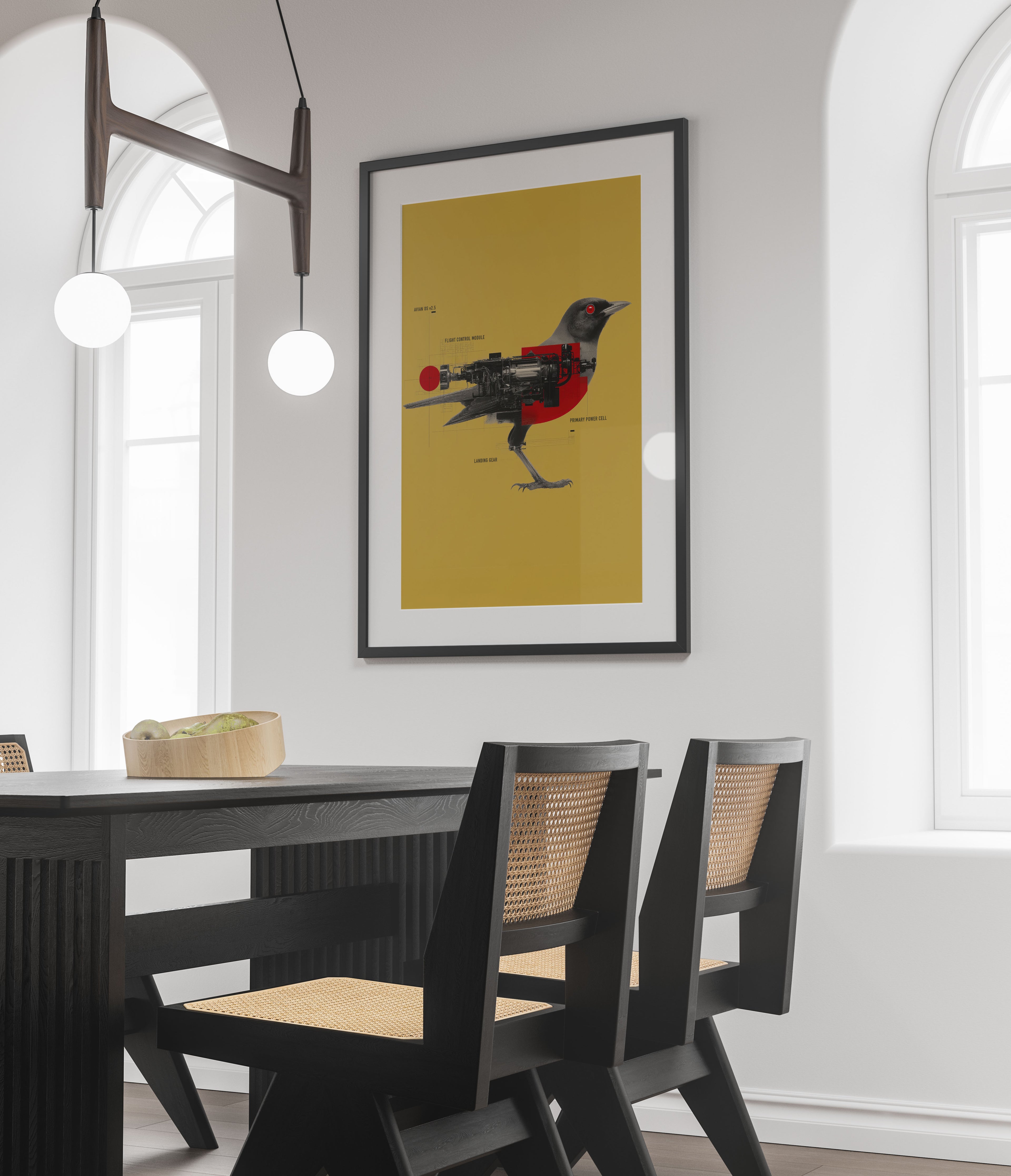 Steampunk Bird Art Print - Robotic Schematic Wall Art