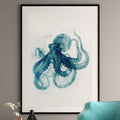 Teal Octopus X-Ray Art Print - Coastal Wall Decor