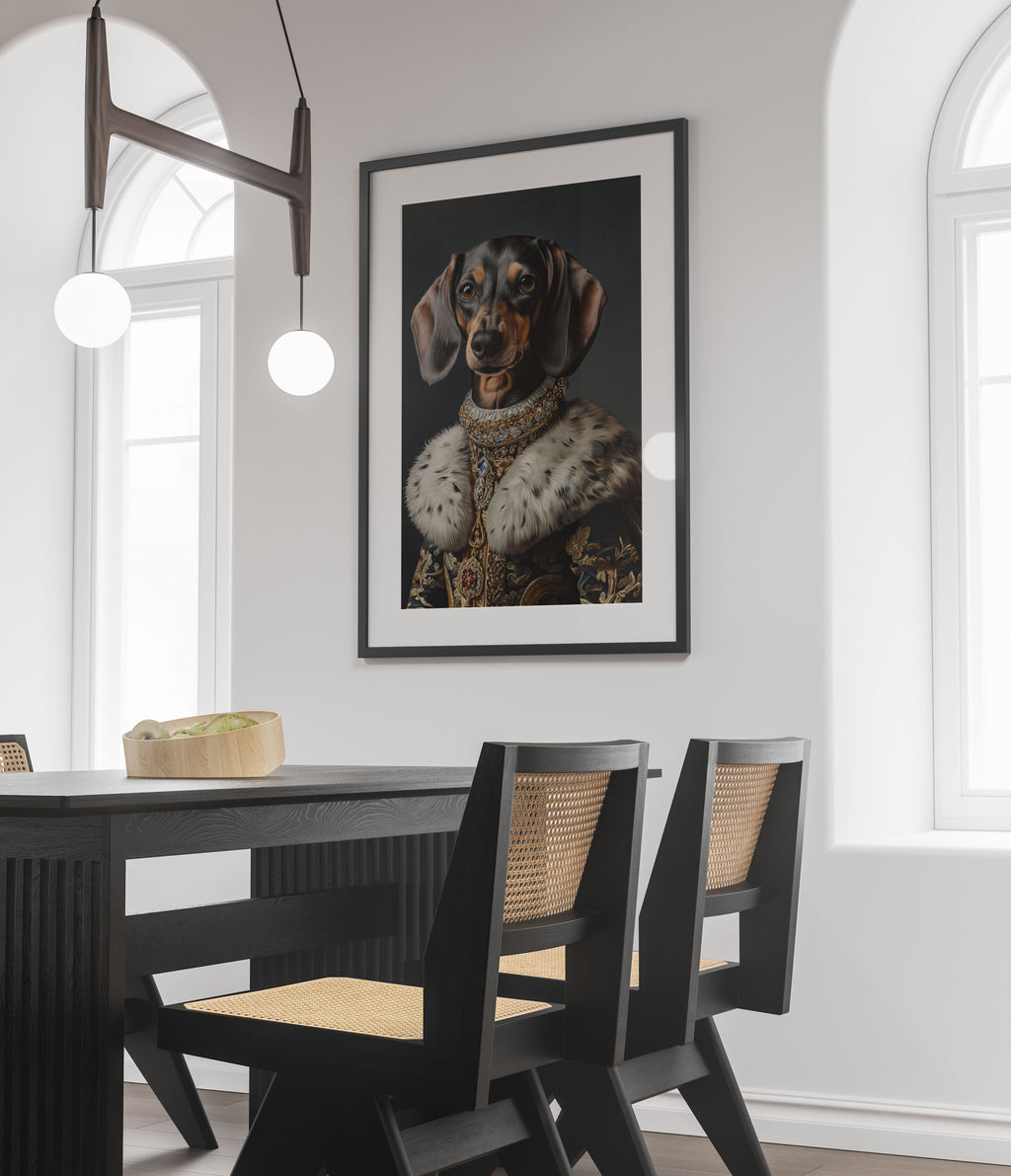 Regal Dachshund Art Print - Royal Dog Portrait