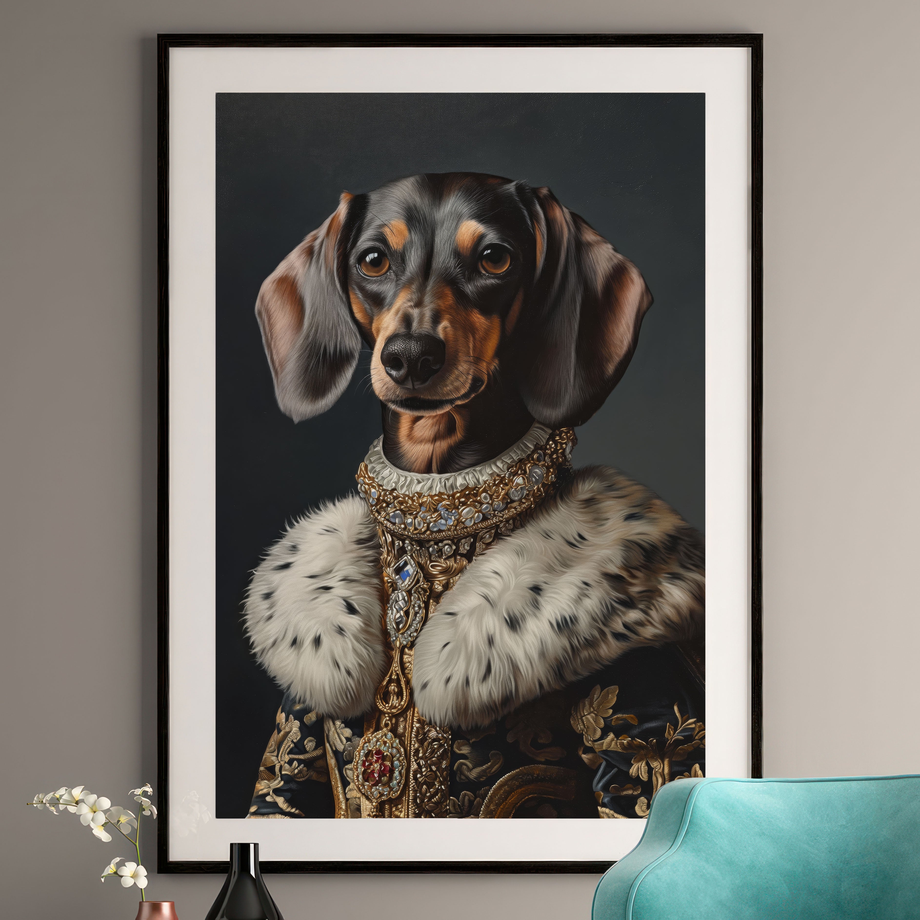 Regal Dachshund Art Print - Royal Dog Portrait