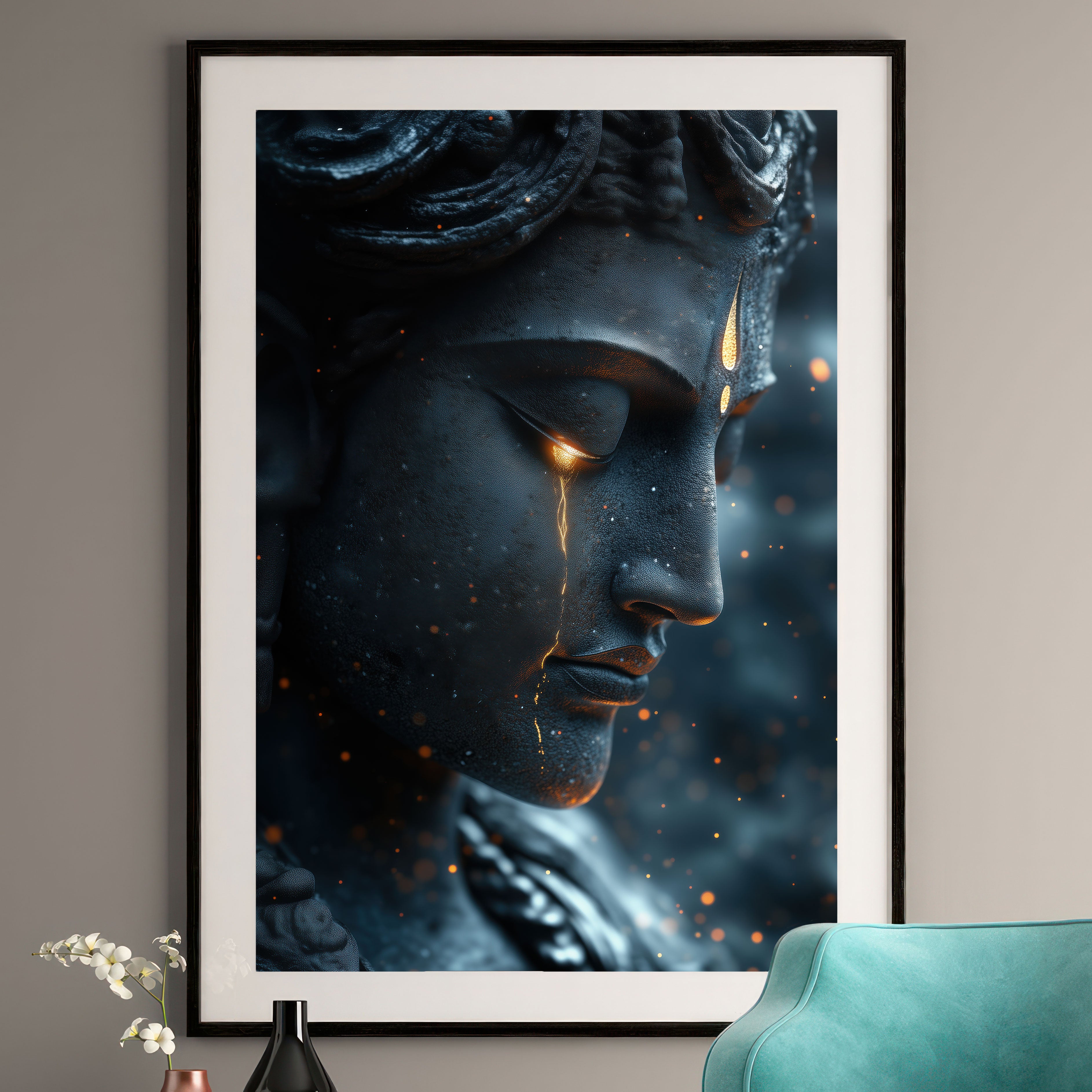 Shiva Art Print - Golden Tear Sculpture Wall Art