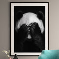 Giant Panda Art Print - Black & White Shy Panda Wall Art