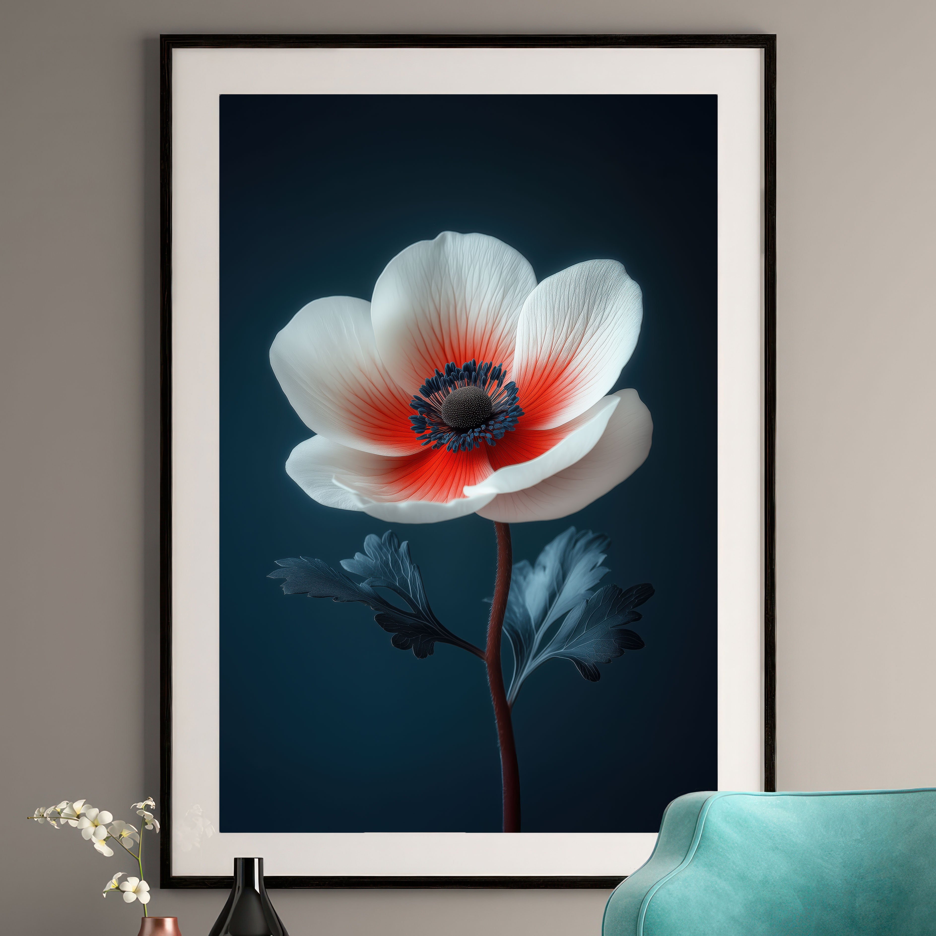 Poppy Anemone Art Print - Modern Botanical Wall Art