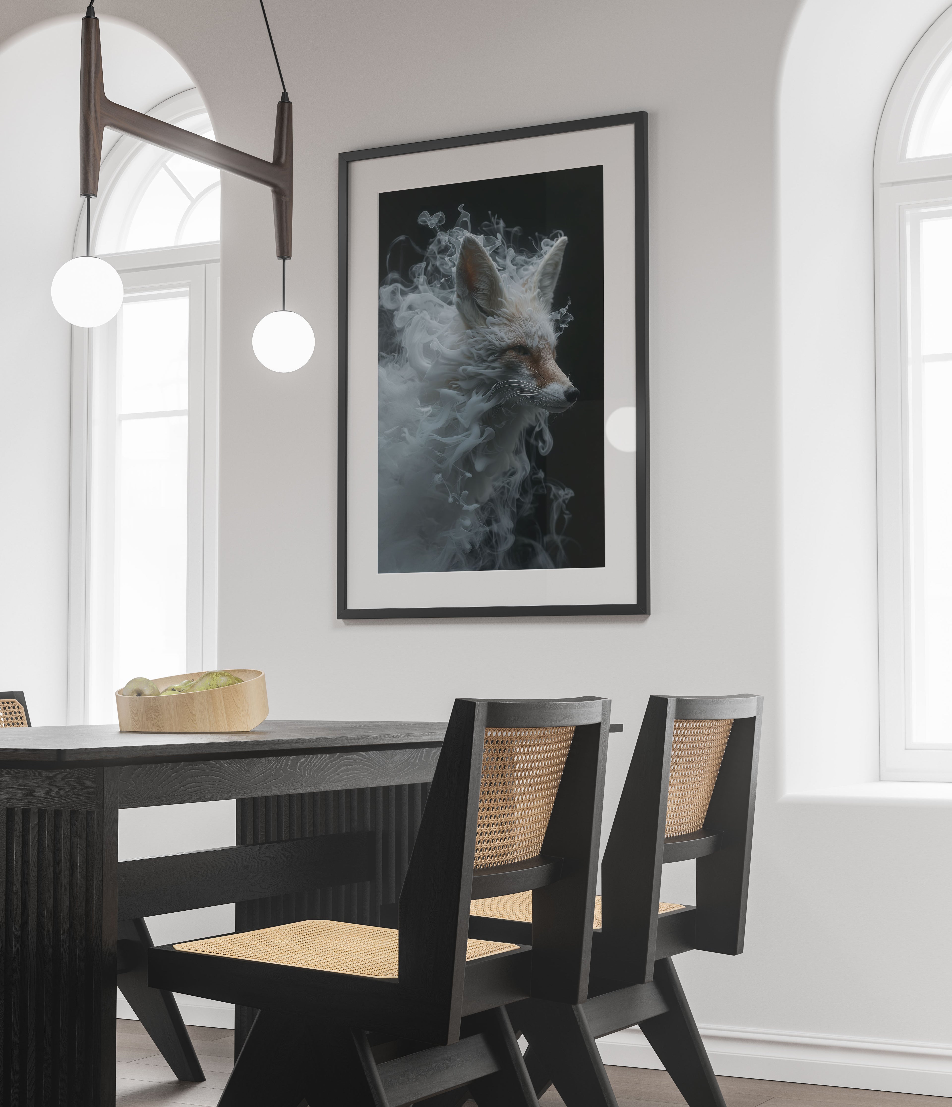 Ethereal Smoke Fox Art Print - Mystical Wall Decor
