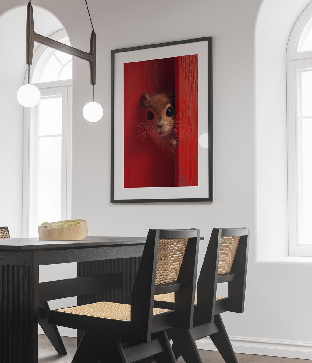 Curious Squirrel Art Print - Red Door Wall Art