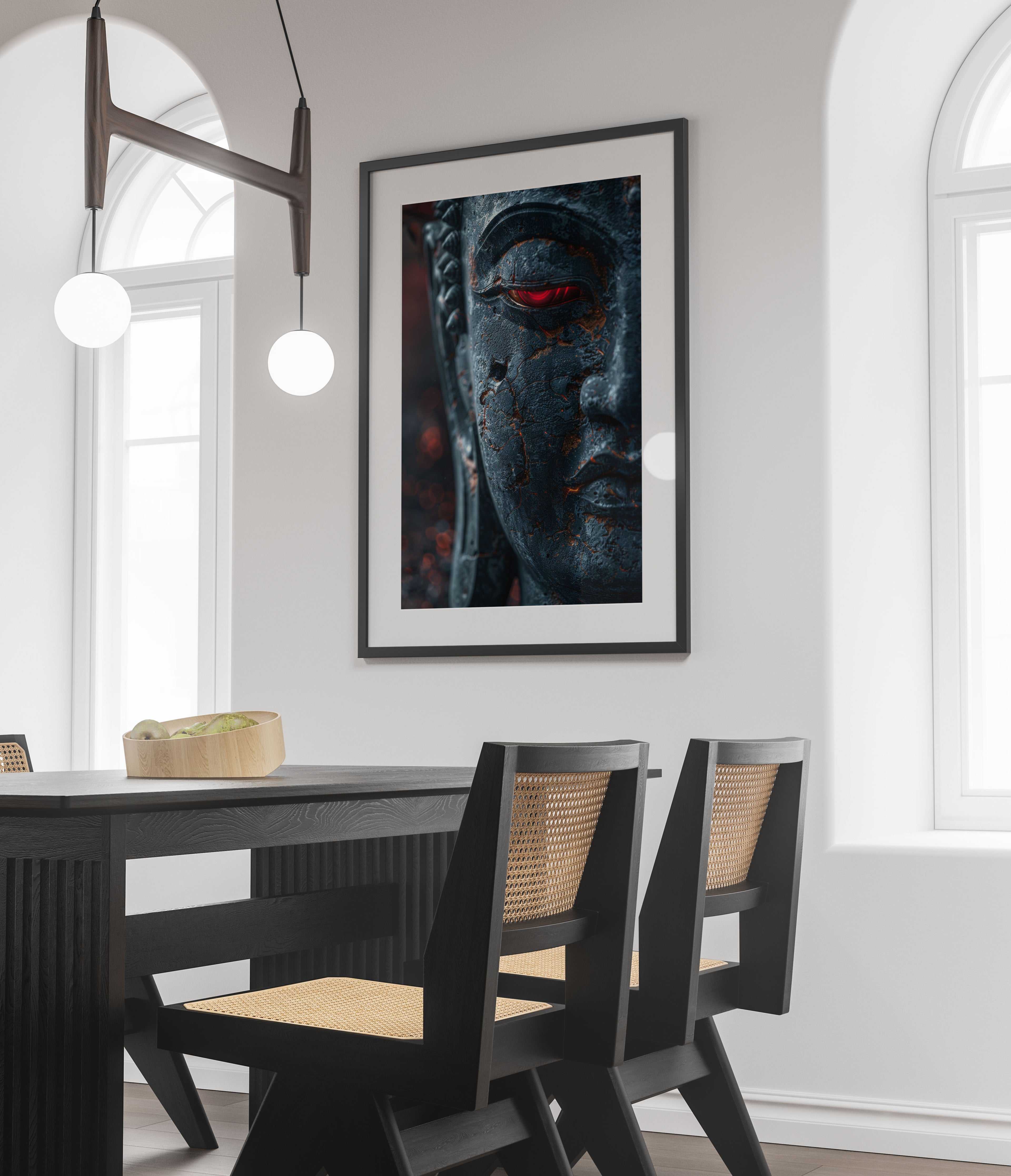 Glowing Red Eye Buddha Art Print - Mystical Wall Art