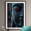 Glowing Red Eye Buddha Art Print - Mystical Wall Art