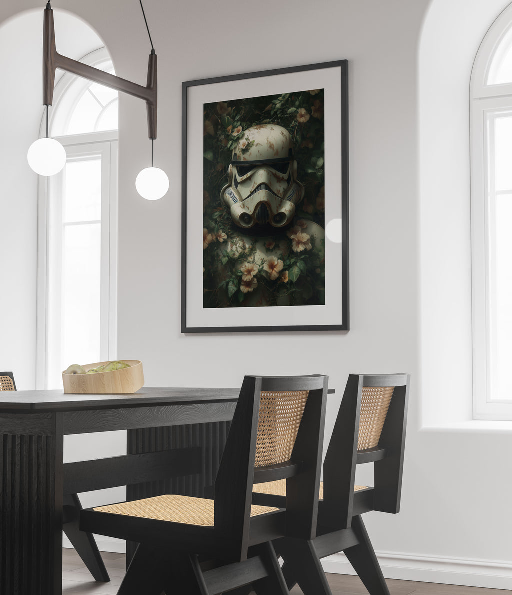 Stormtrooper Helmet Floral Art Print - Star Wars Wall Art