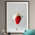 White Chocolate Strawberry Art Print - Minimalist Kitchen Decor