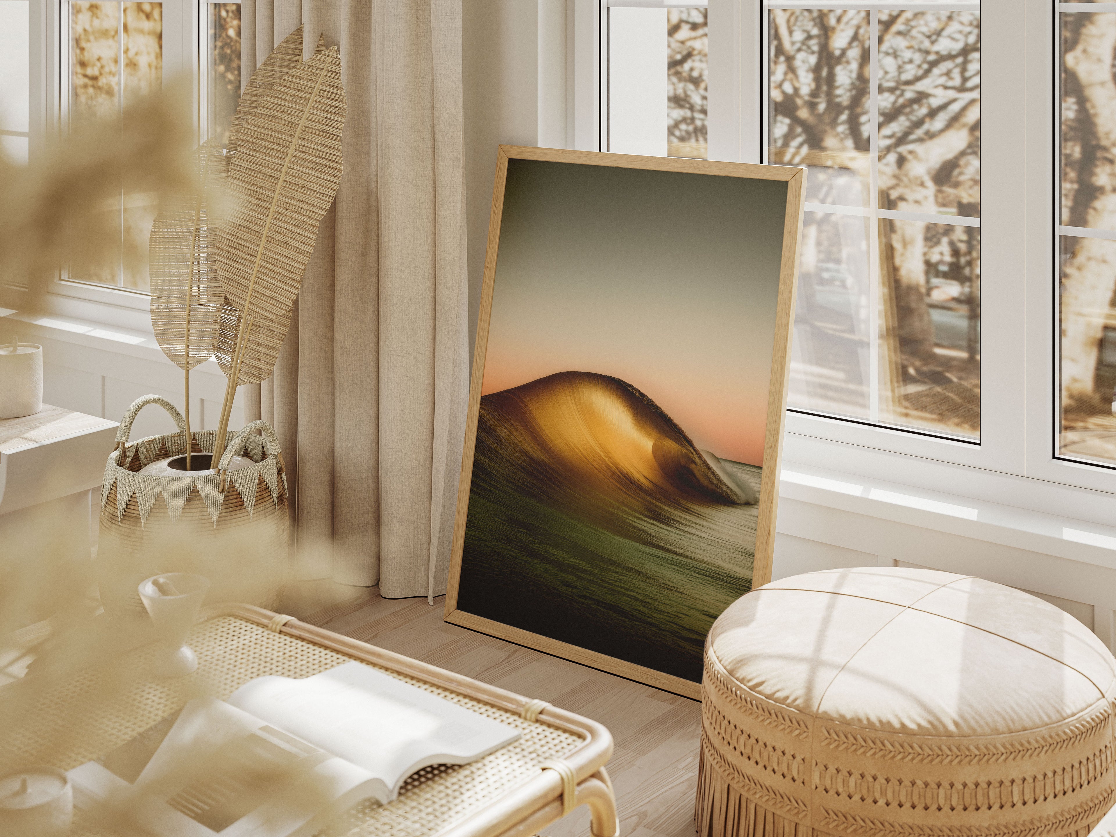 Golden Wave Art Print - Ocean Sunset Coastal Decor