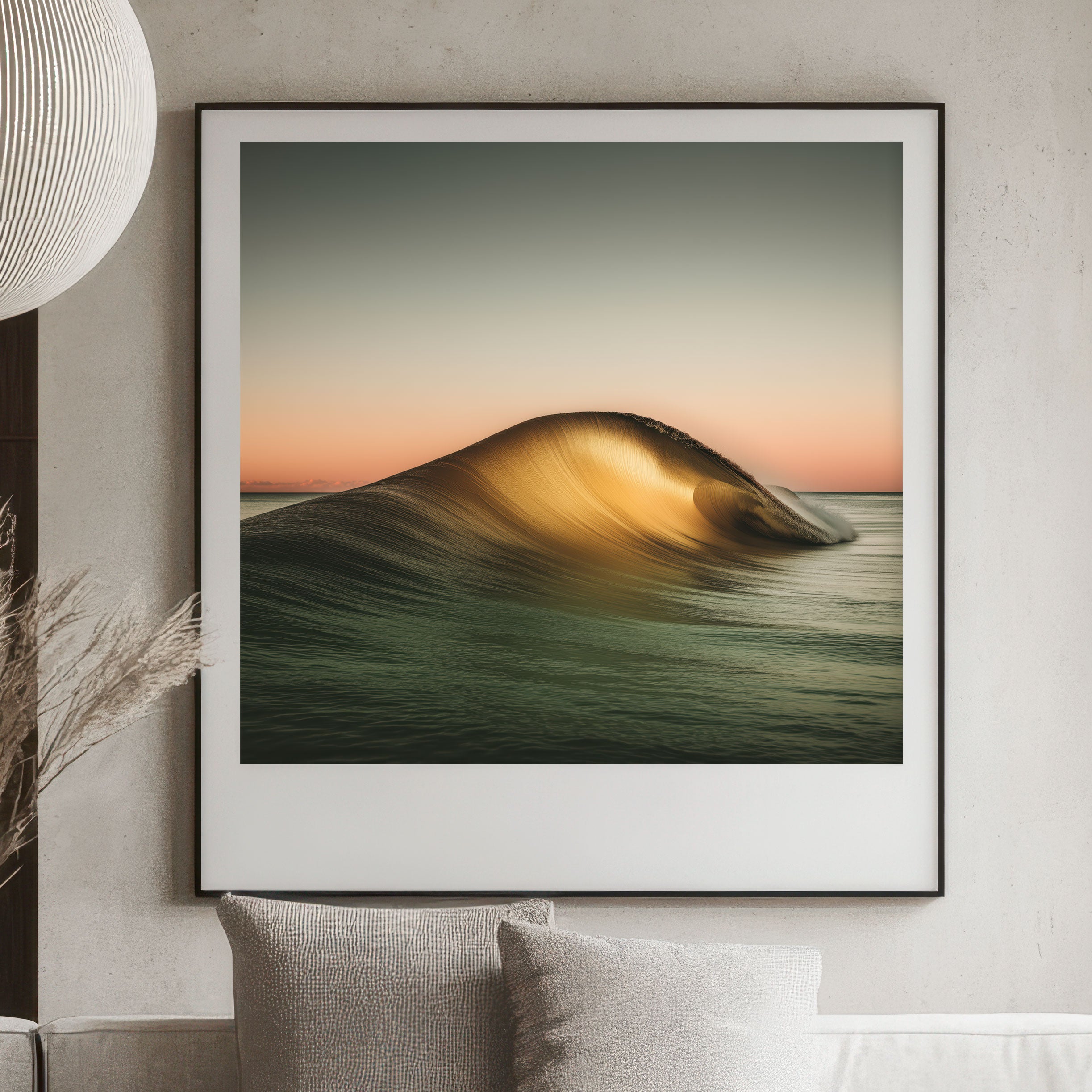 Golden Wave Art Print - Ocean Sunset Coastal Decor