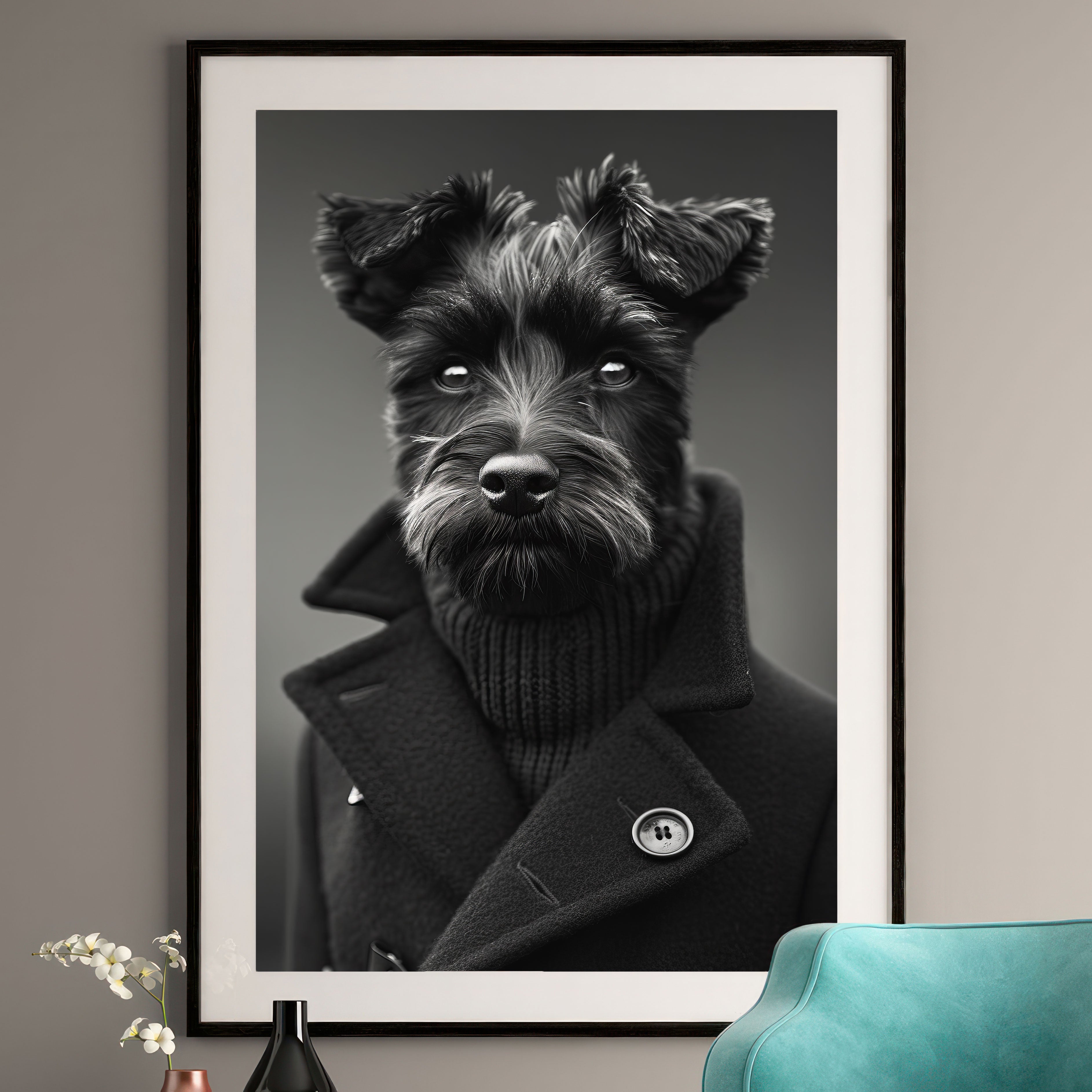 Schnauzer Art Print -  Sophisticated Dog in Turtleneck