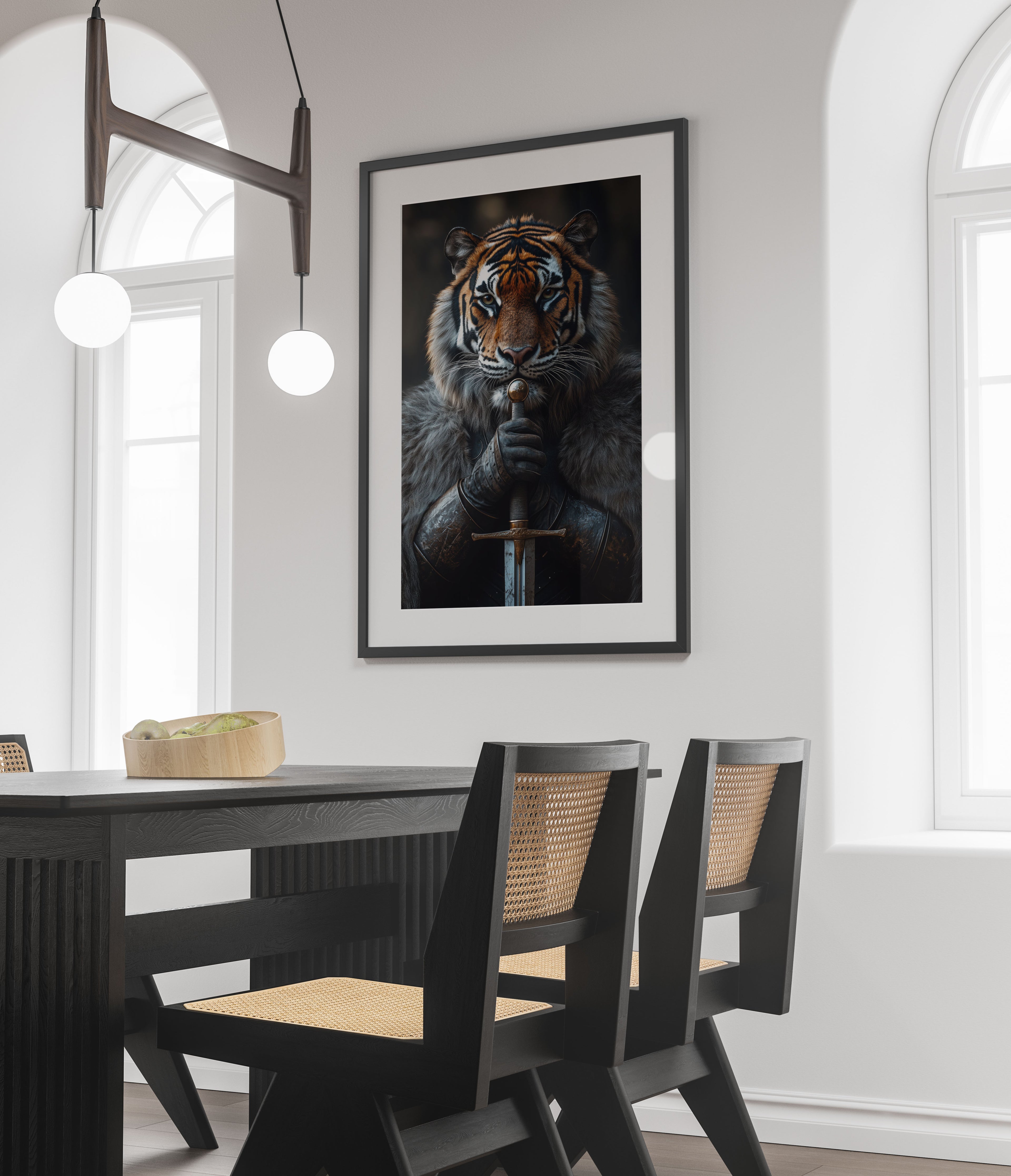 Regal Tiger Knight Art Print - Medieval Warrior Wall Art